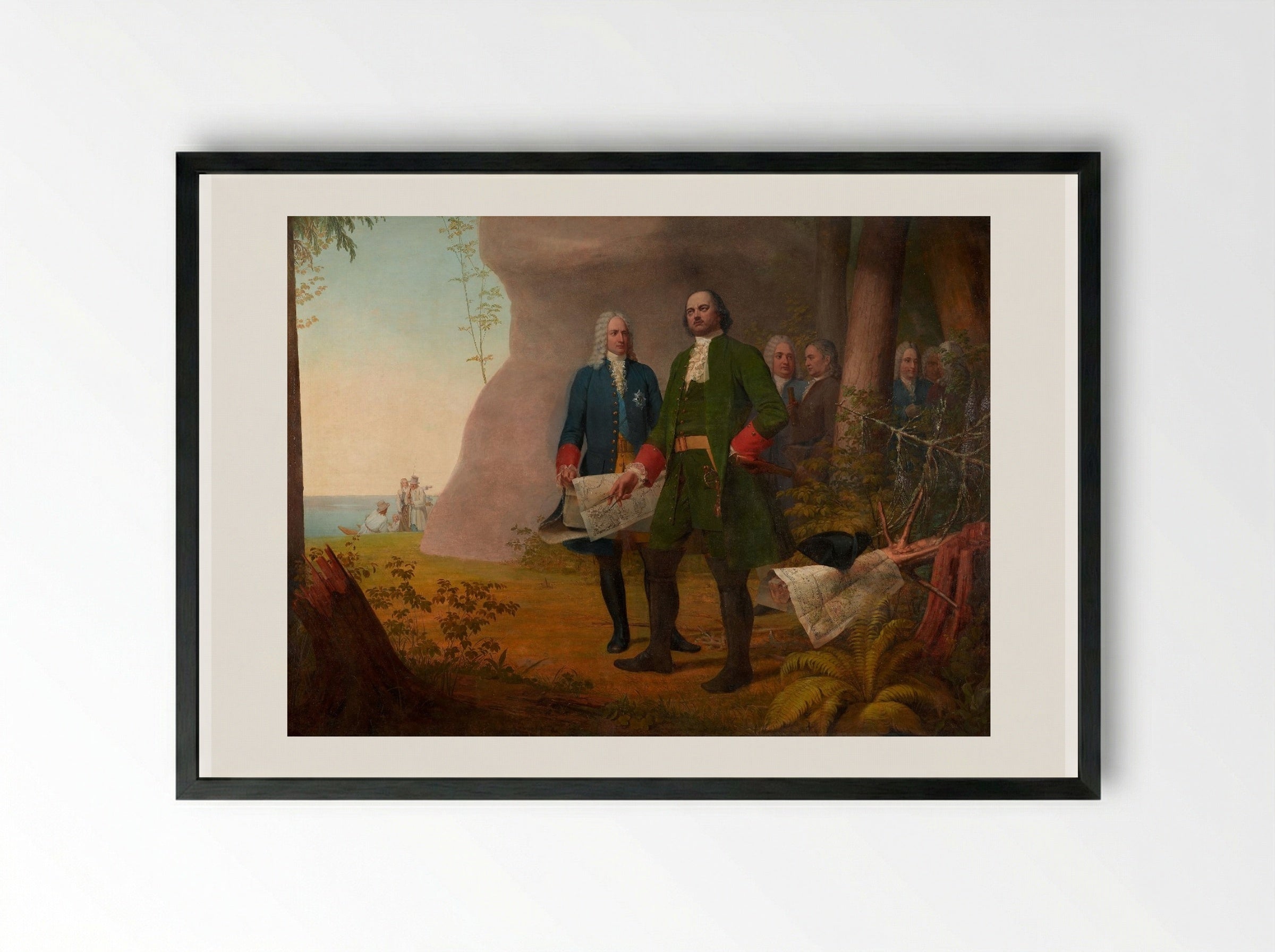 Peter the Great. Founding of St. Petersburg - Alexey Venetsianov - Framed Print Black