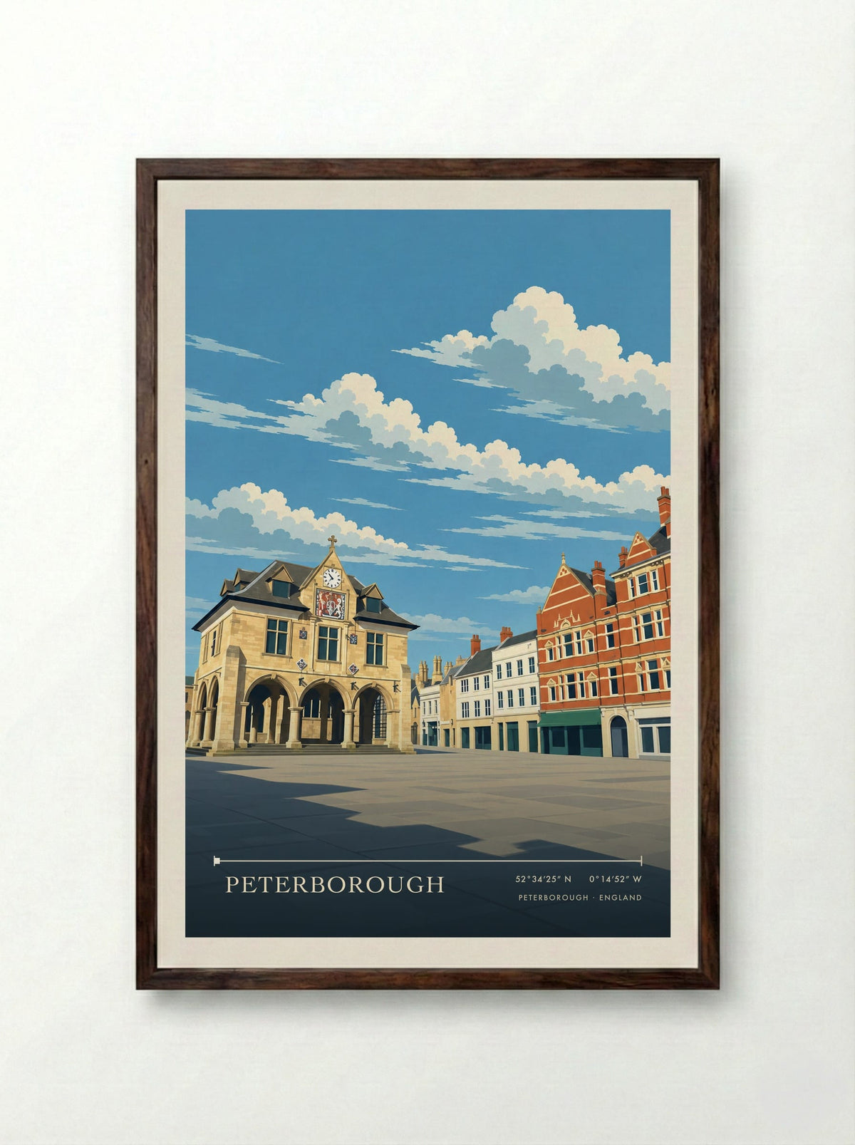 Peterborough | Travel Poster - Framed Print Dark Wood