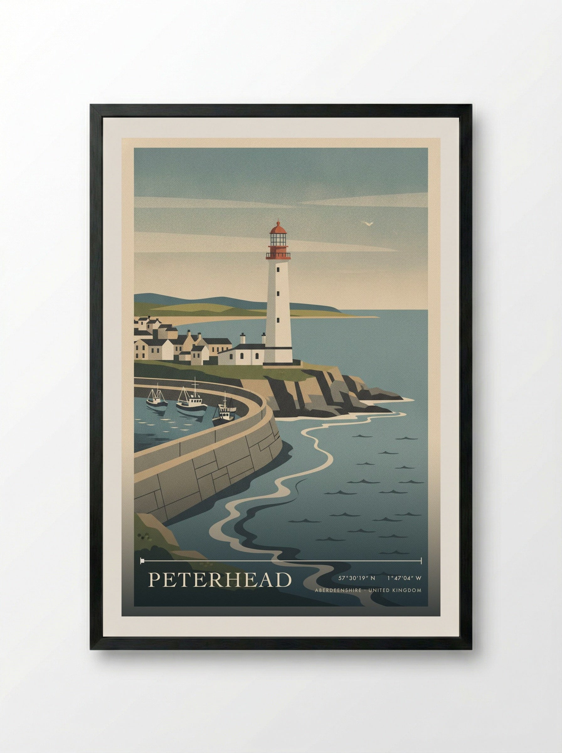 Peterhead Aberdeenshire United Kingdom Travel Poster - Framed Print Black