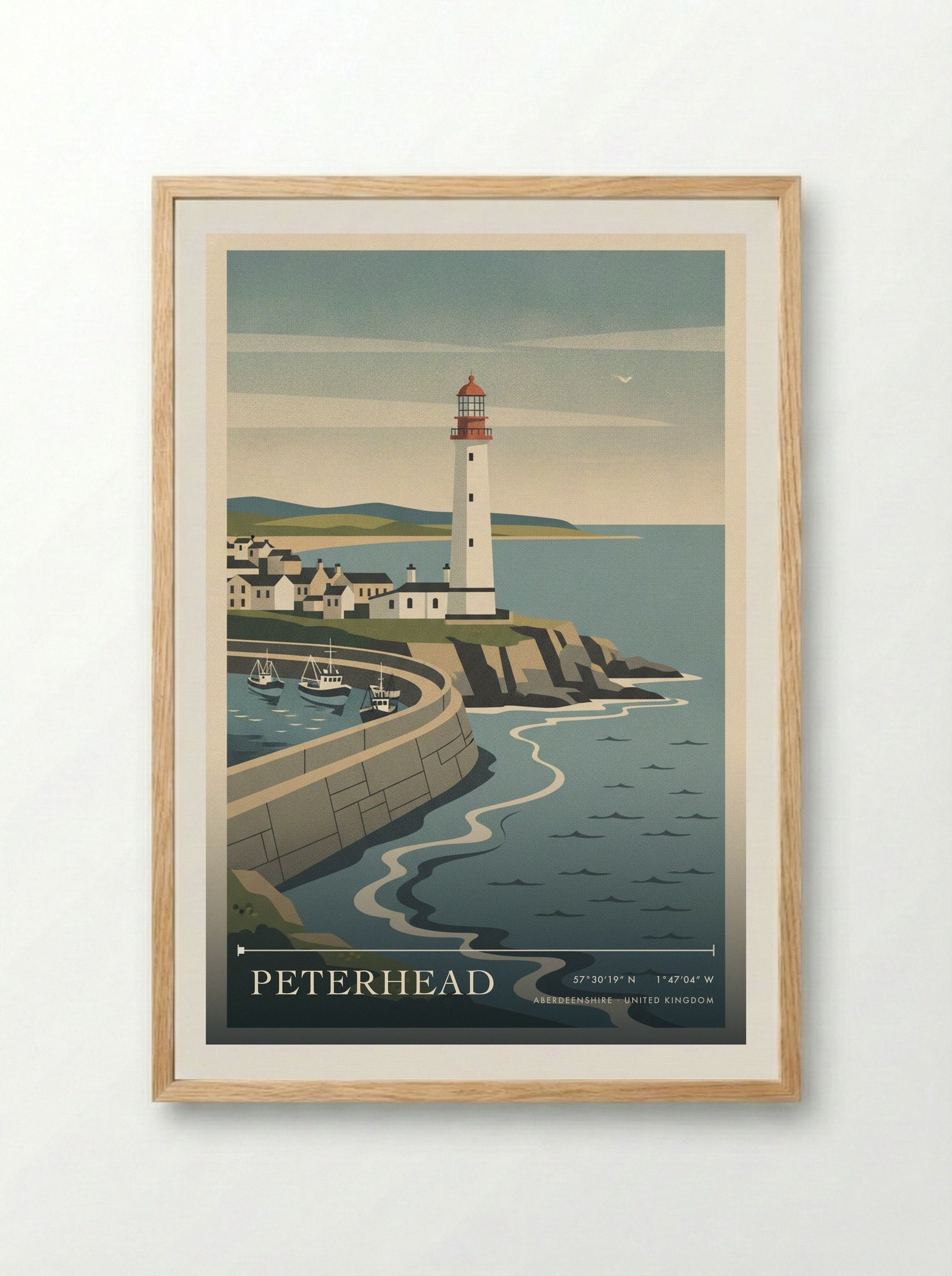Peterhead Aberdeenshire United Kingdom Travel Poster - Framed Print Wood