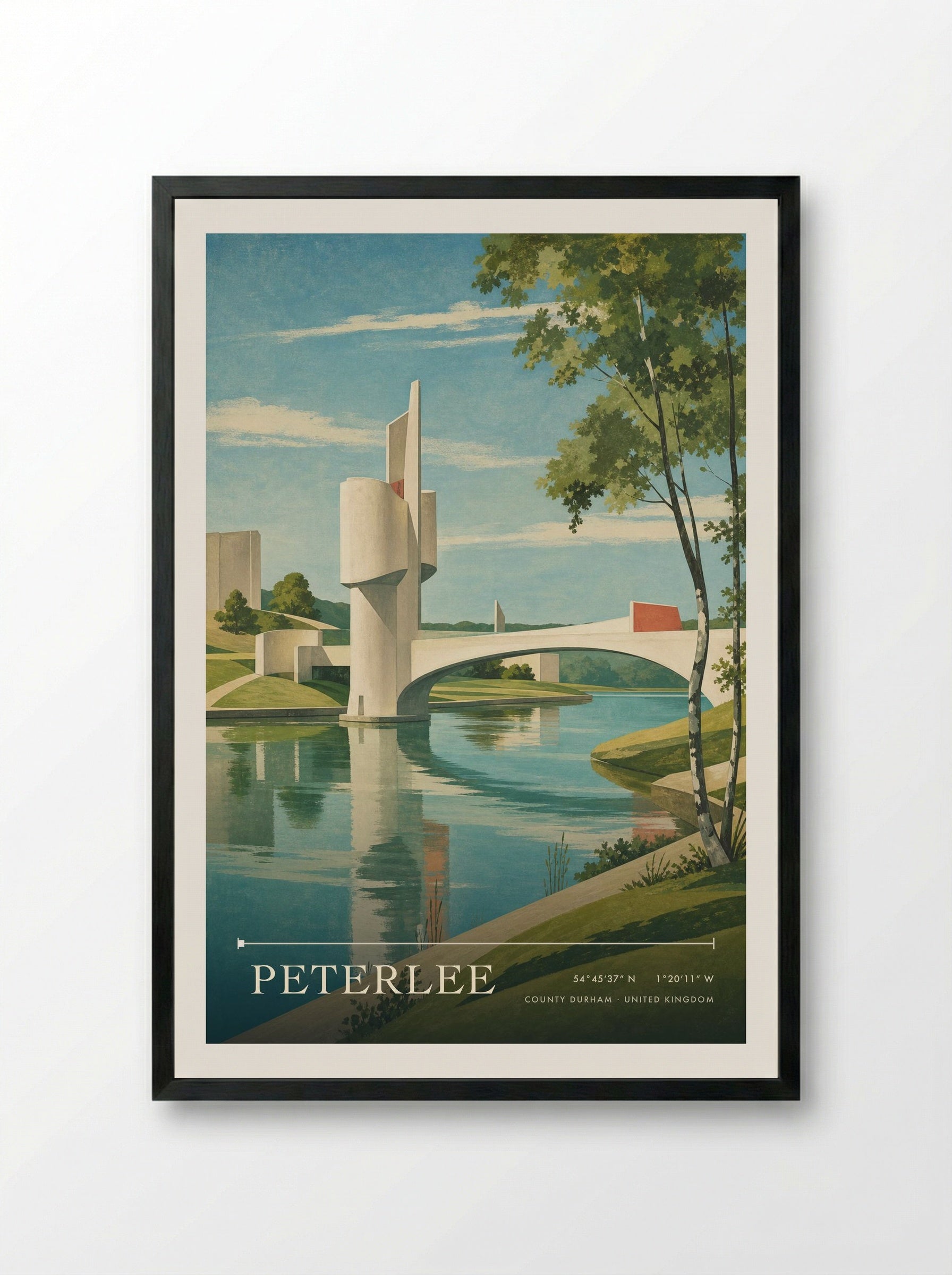 Peterlee County Durham United Kingdom Travel Poster - Framed Print Black