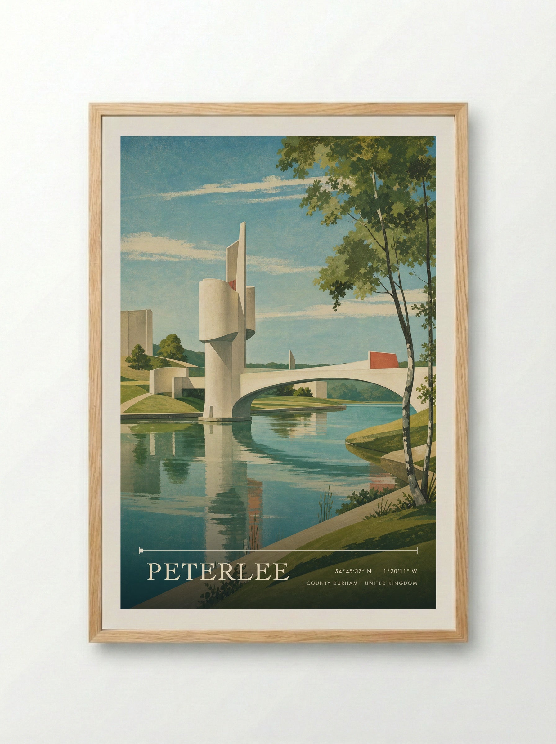 Peterlee County Durham United Kingdom Travel Poster - Framed Print Wood