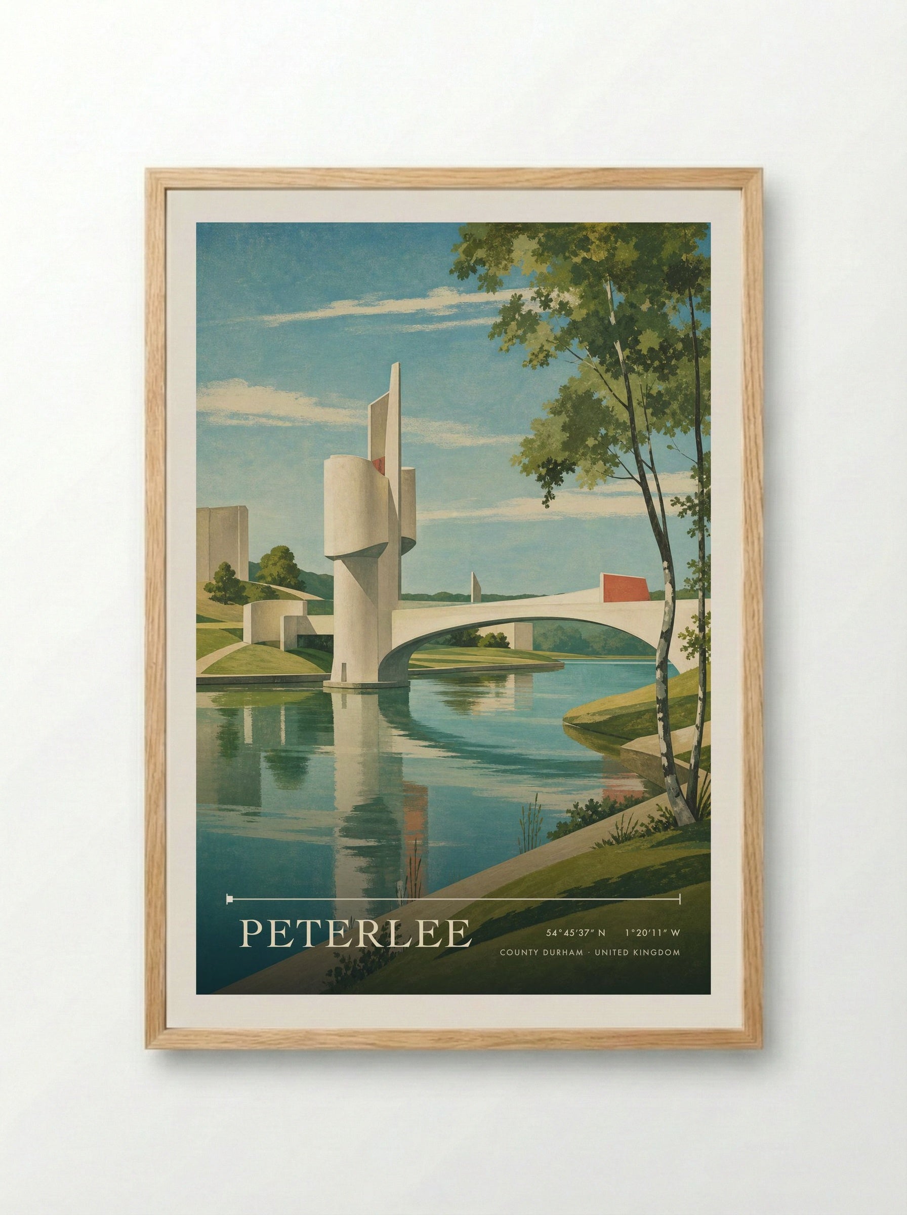 Peterlee County Durham United Kingdom Travel Poster - Framed Print Wood
