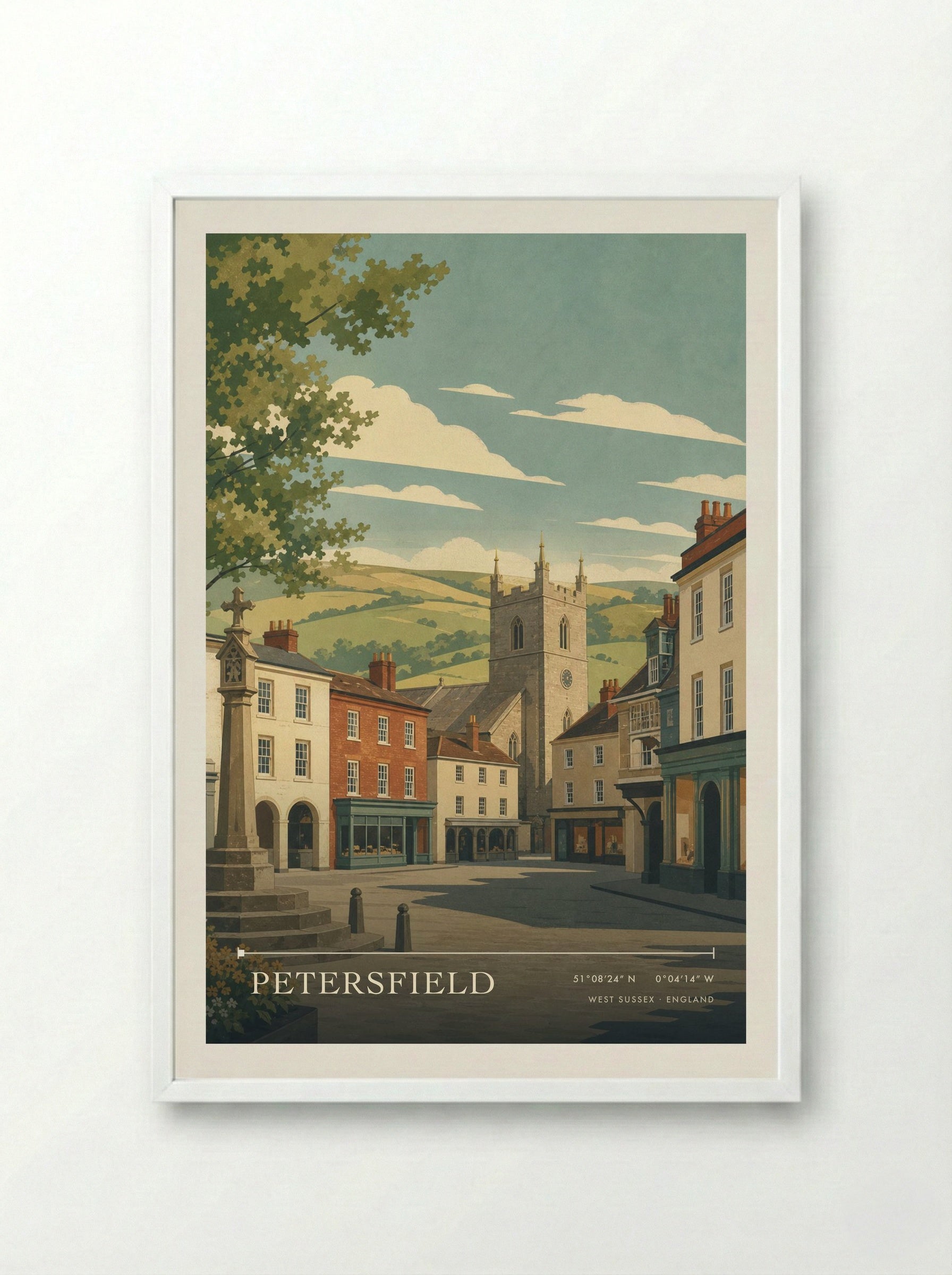 Petersfield West Sussex England Travel Poster - Framed Print White