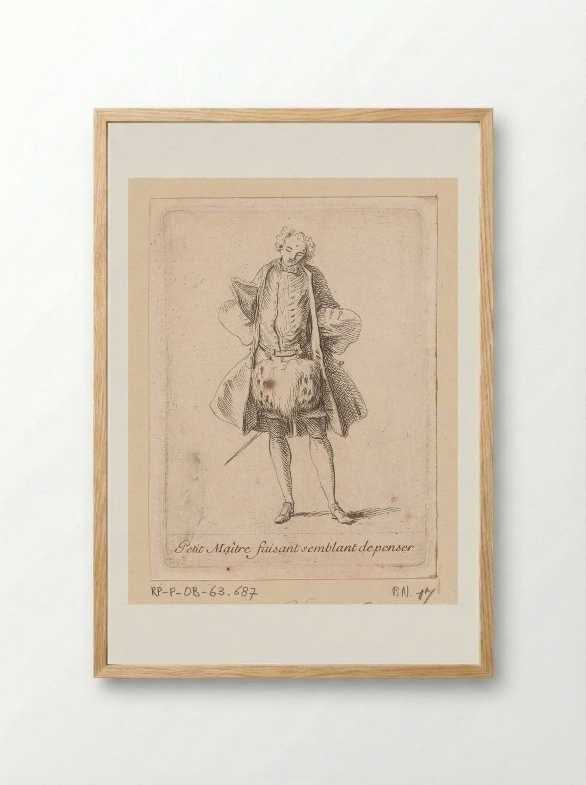 Petit Maître faisant semblant de penser - Charles-Antoine Coypel - Framed Print Wood