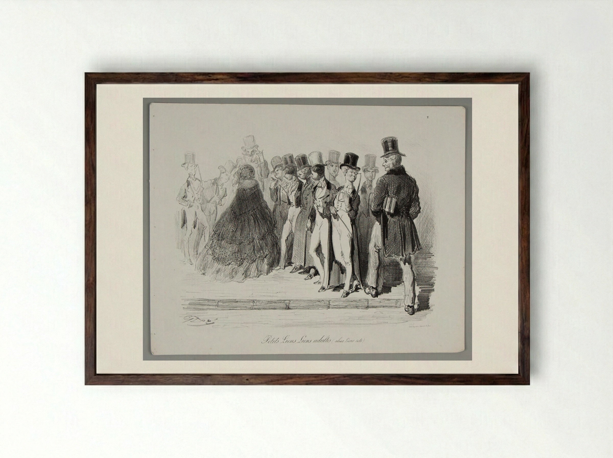 Petits Lions, Lions adultes - Gustave Doré - Framed Print Dark Wood