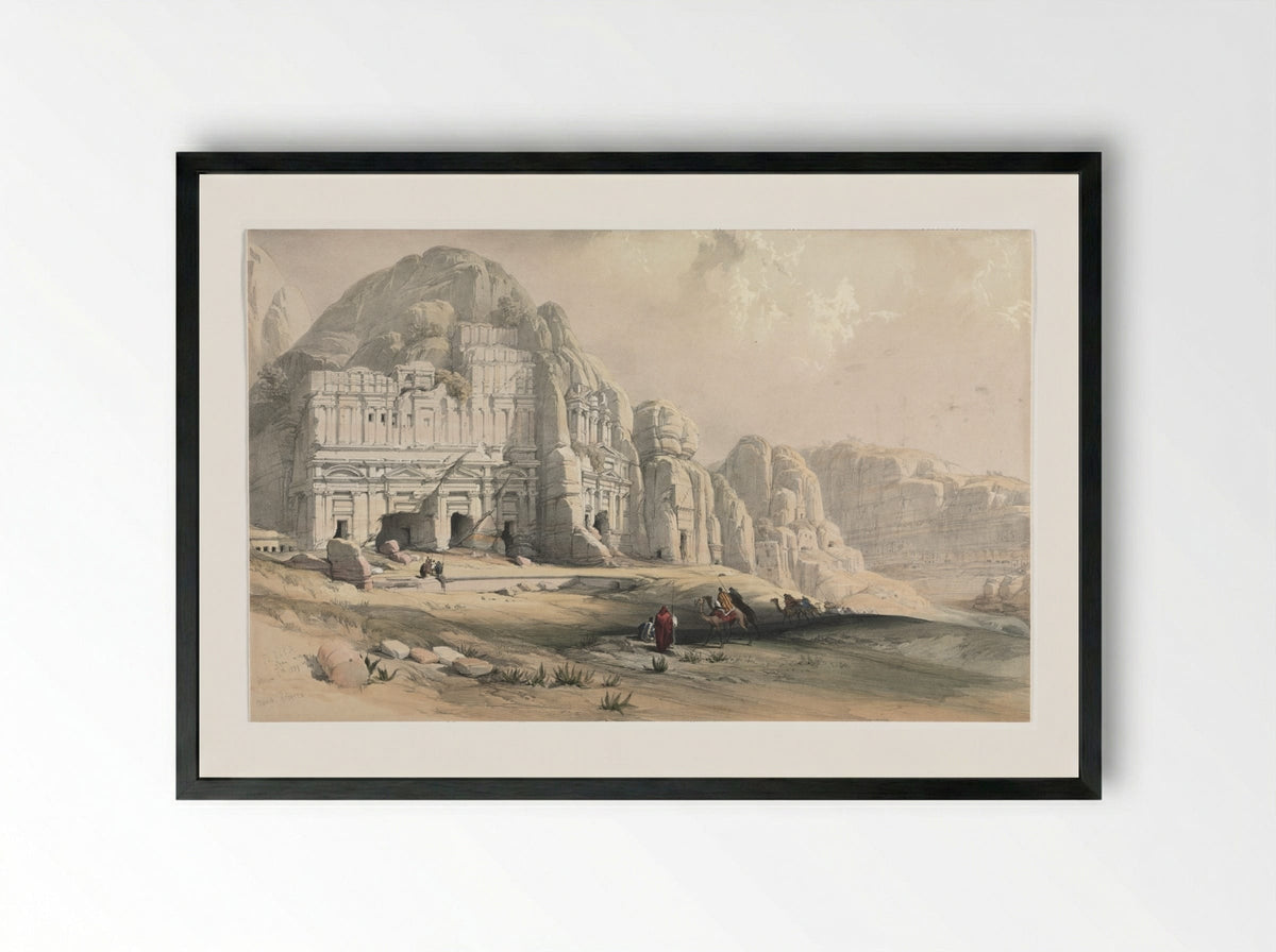 Petra, Eastern End of the Valley - David Roberts - Framed Print Black