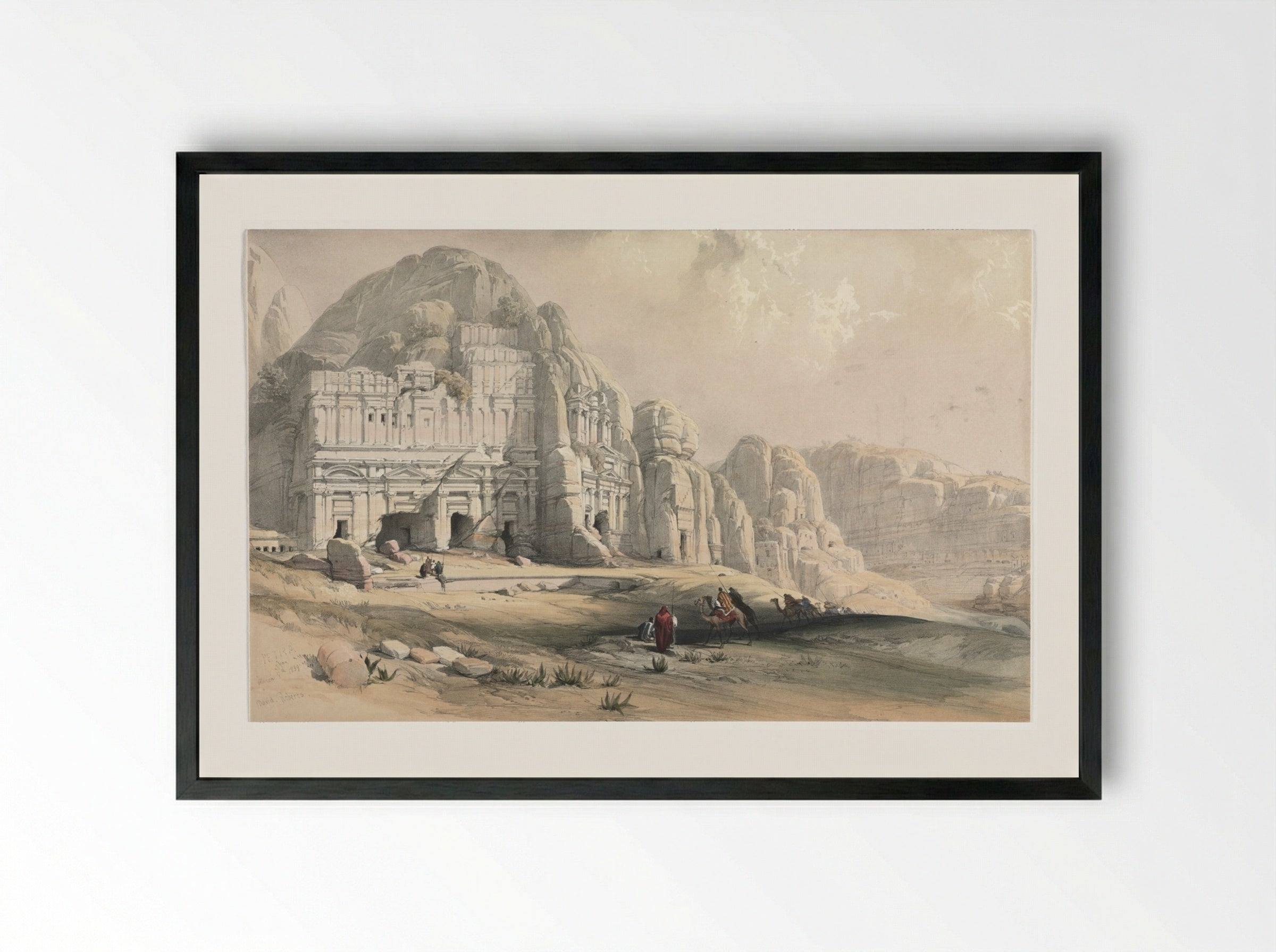 Petra, Eastern End of the Valley - David Roberts - Framed Print Black