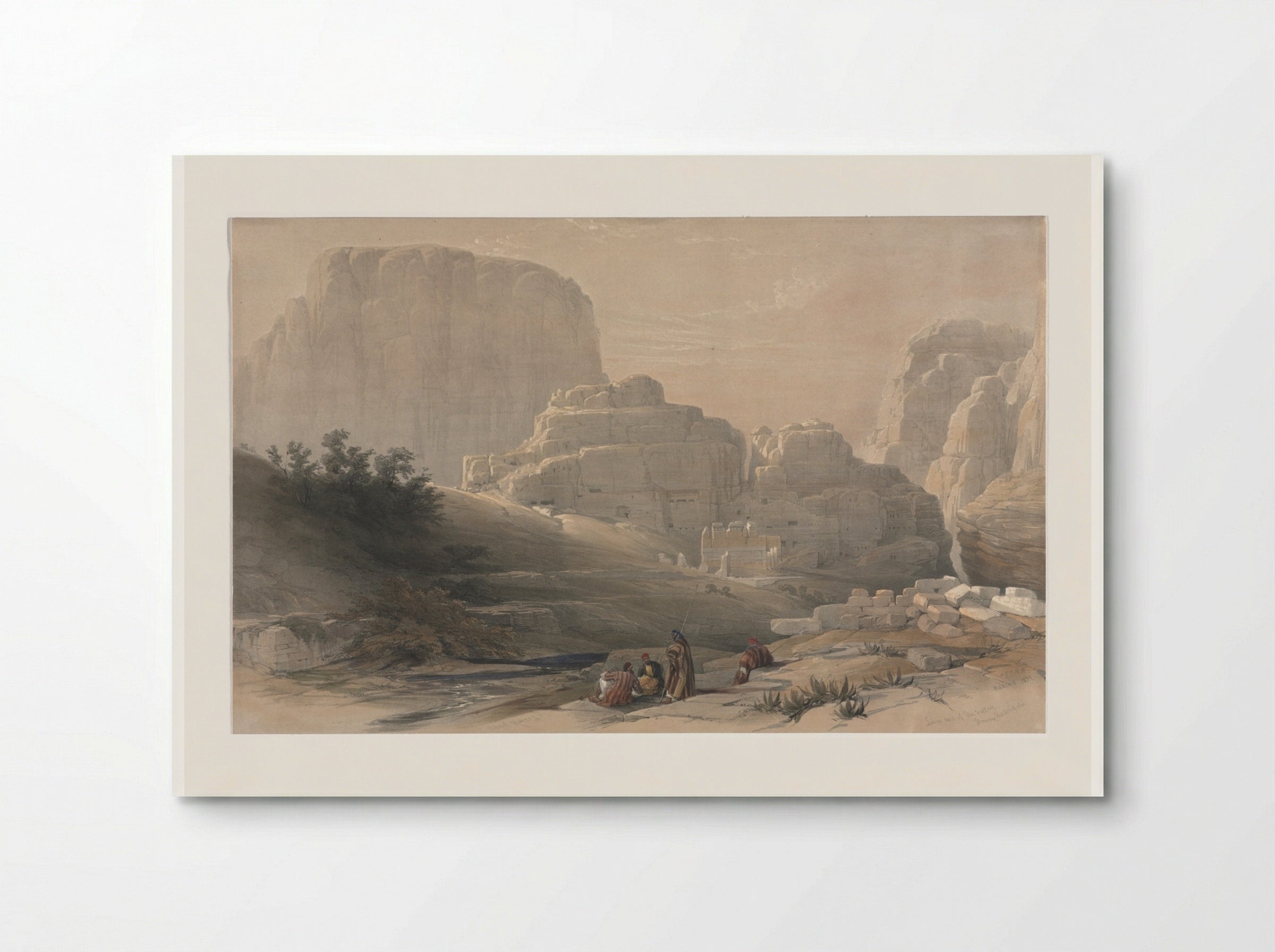 Petra, Lower End of the Valley, Viewing the Acropolis - David Roberts - Poster