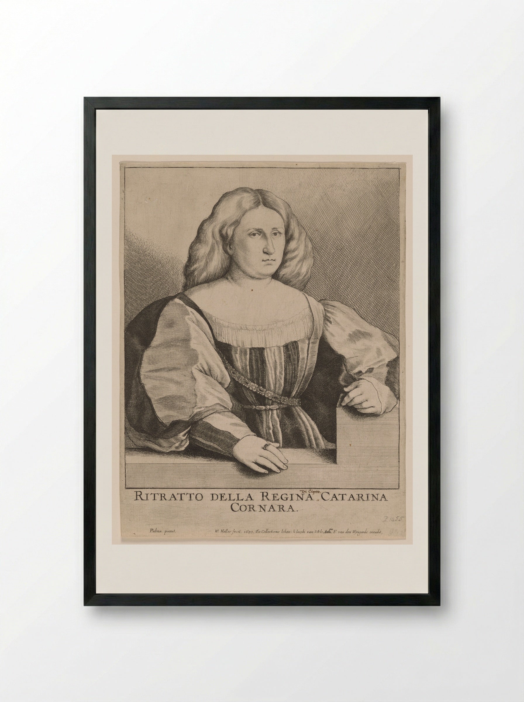 Petrarch's Laura (Caterina Cornaro) - Wenceslaus Hollar - Framed Print Black