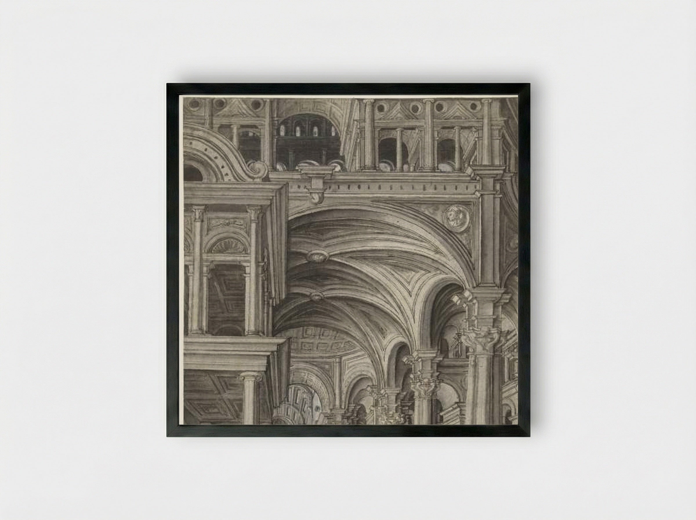 Petrus geneest de verlamde man in de tempel - Aertgen Claesz. van Leyden - Framed Print Black