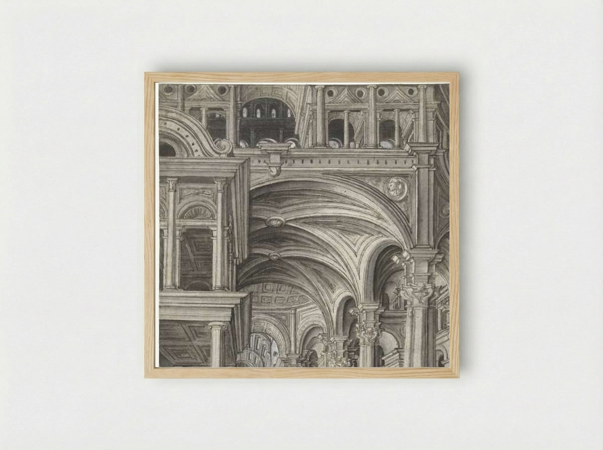 Petrus geneest de verlamde man in de tempel - Aertgen Claesz. van Leyden - Framed Print Wood