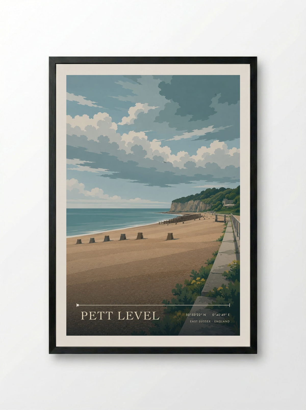 Pett Level, East Sussex | Travel Poster - Framed Print Black
