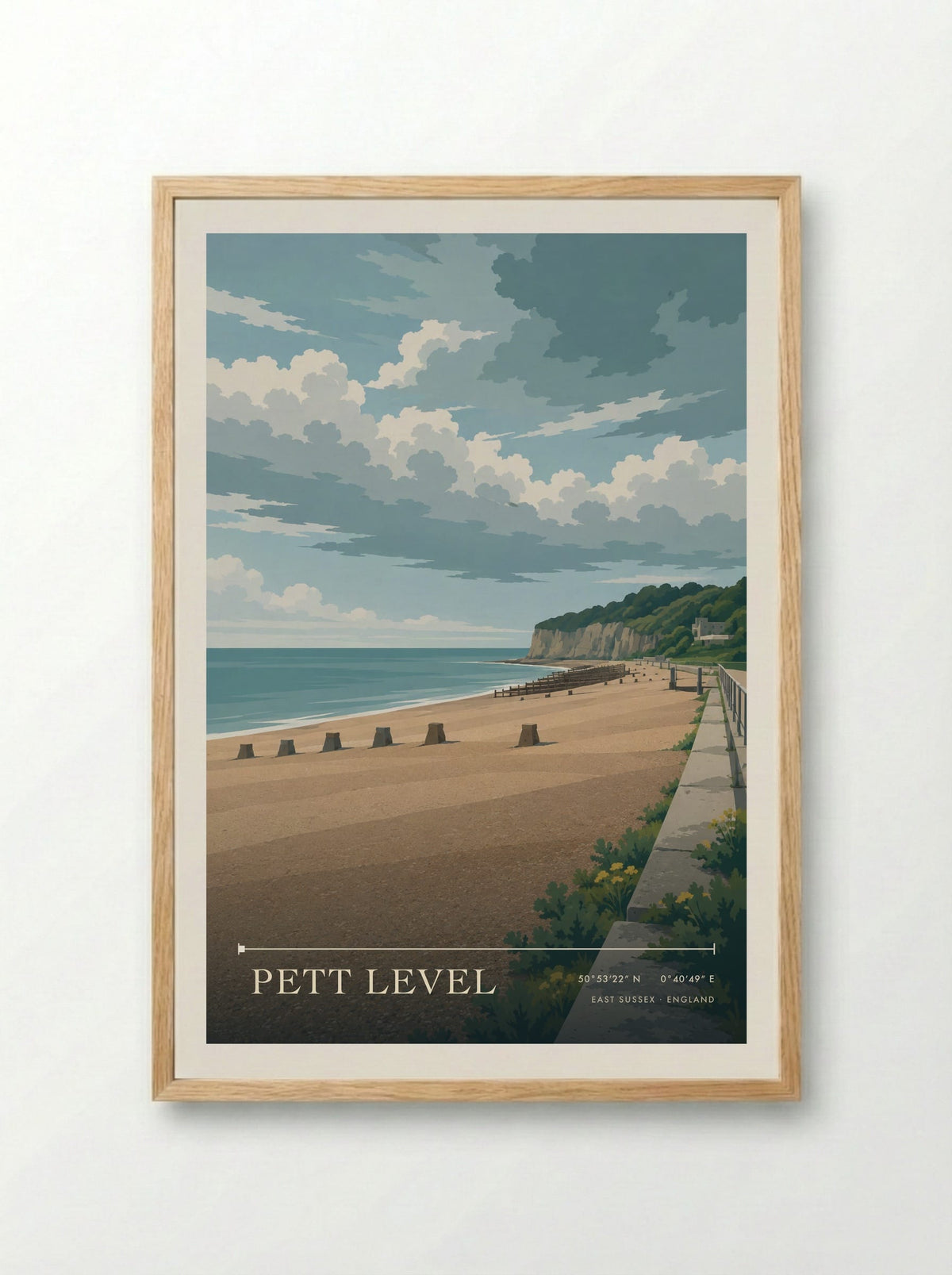 Pett Level, East Sussex | Travel Poster - Framed Print Wood