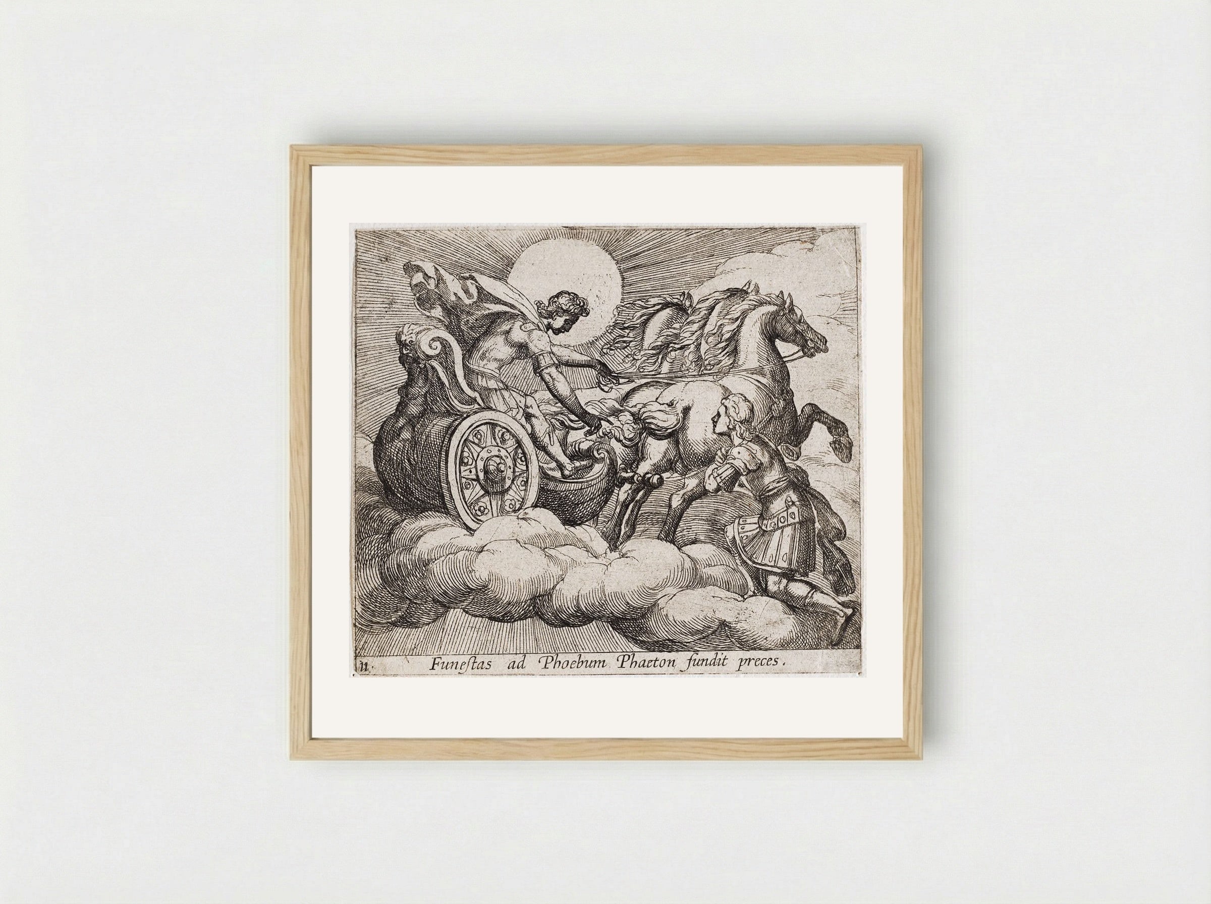Phaeton before Apollo - Antonio Tempesta - Framed Print Wood