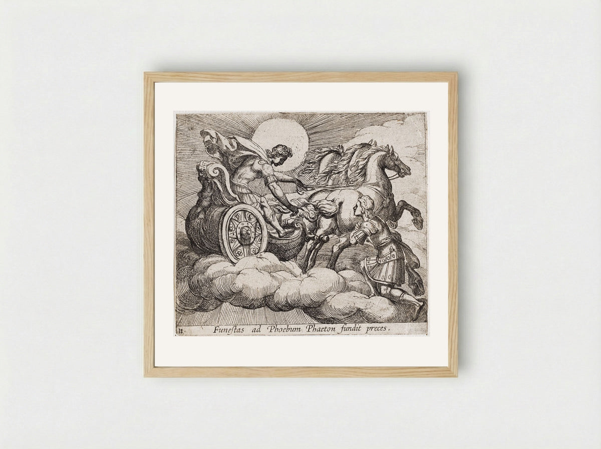 Phaeton before Apollo - Antonio Tempesta - Framed Print Wood
