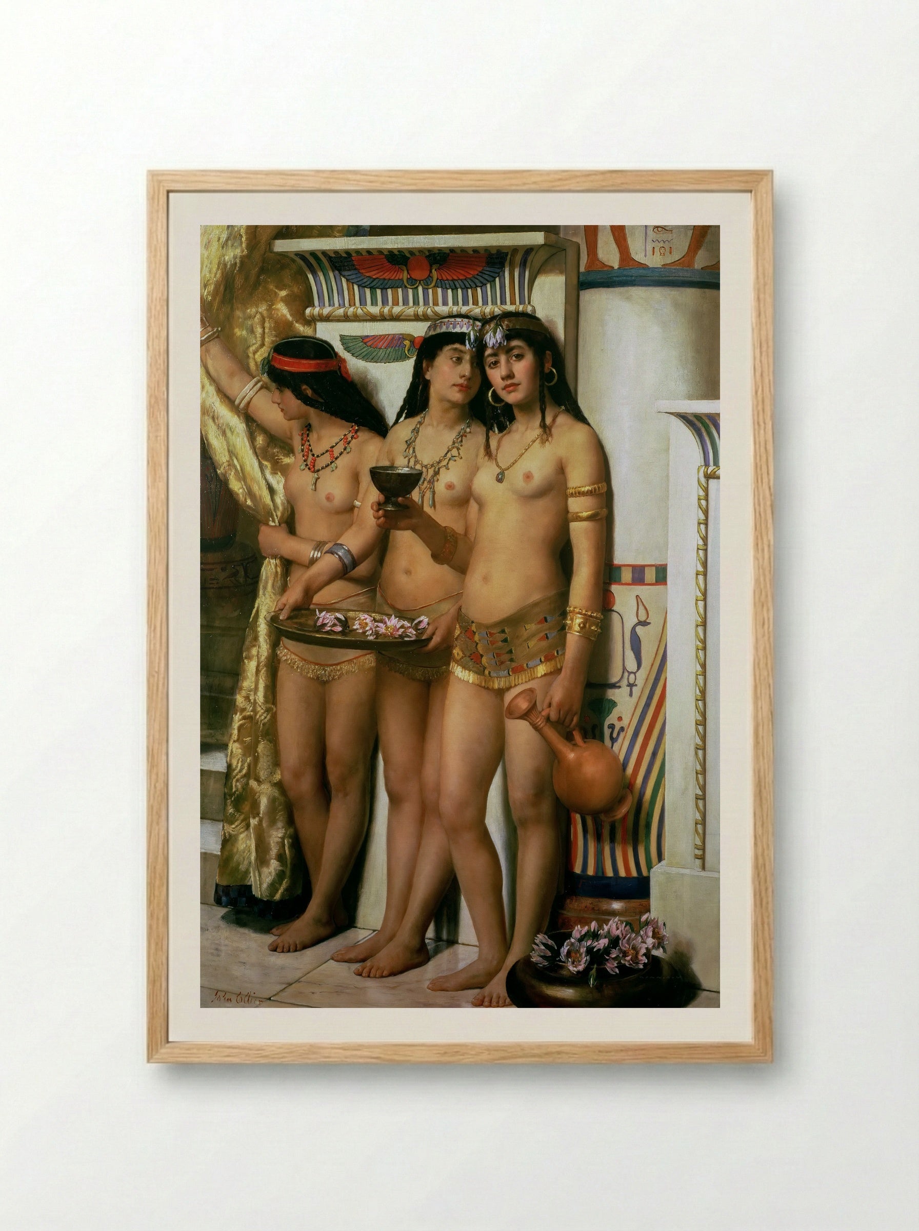 Pharaoh's Handmaidens - John Collier - Framed Print Wood