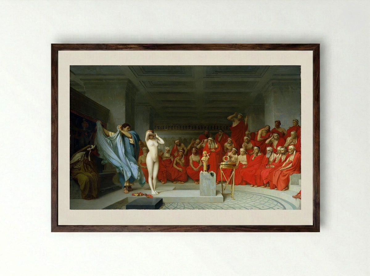 Phryne before the Areopagus - Jean-Leon Gerome - Framed Print Dark Wood