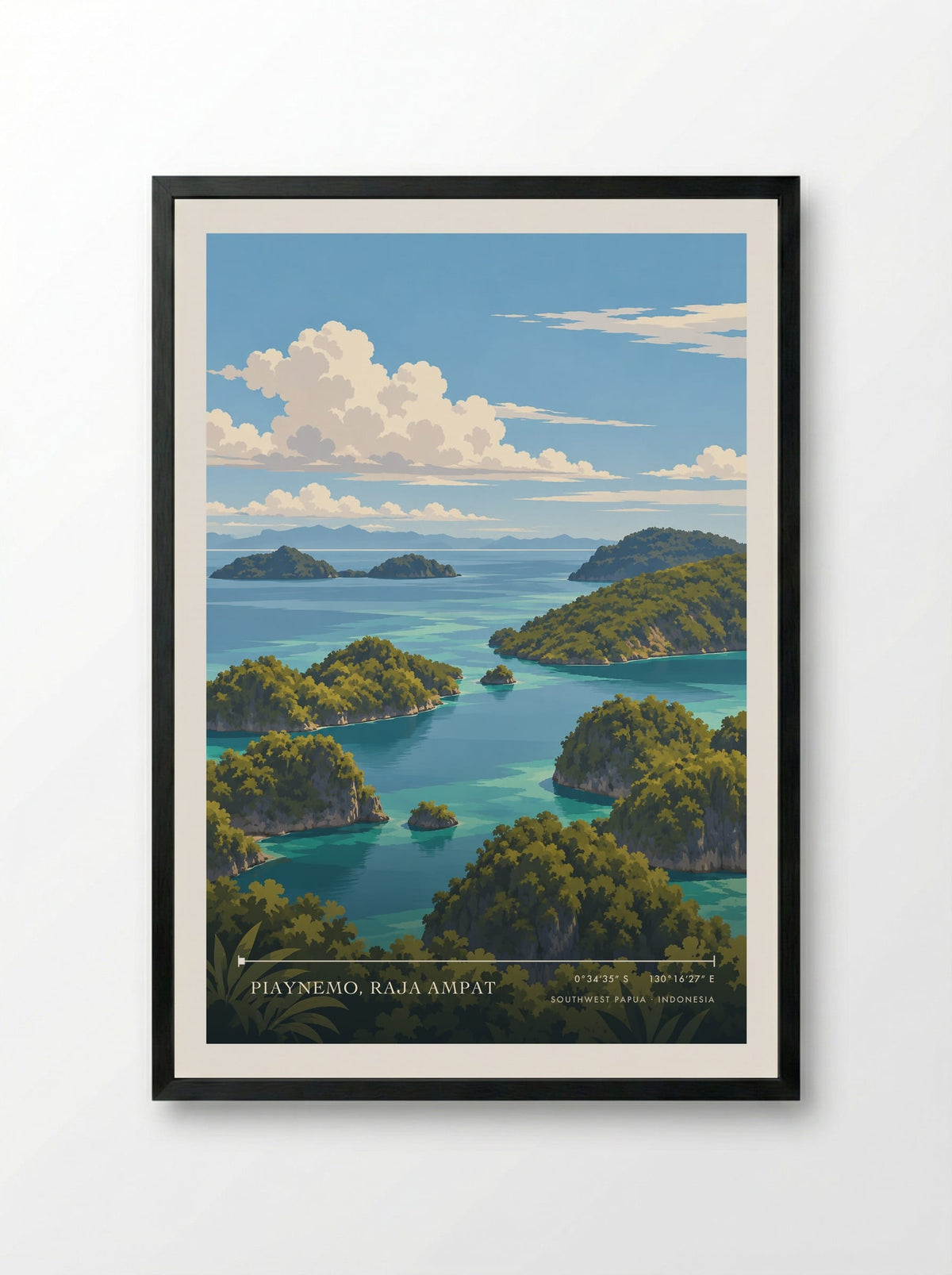 Piaynemo, Raja Ampat, Southwest Papua | Travel Poster - Framed Print Black