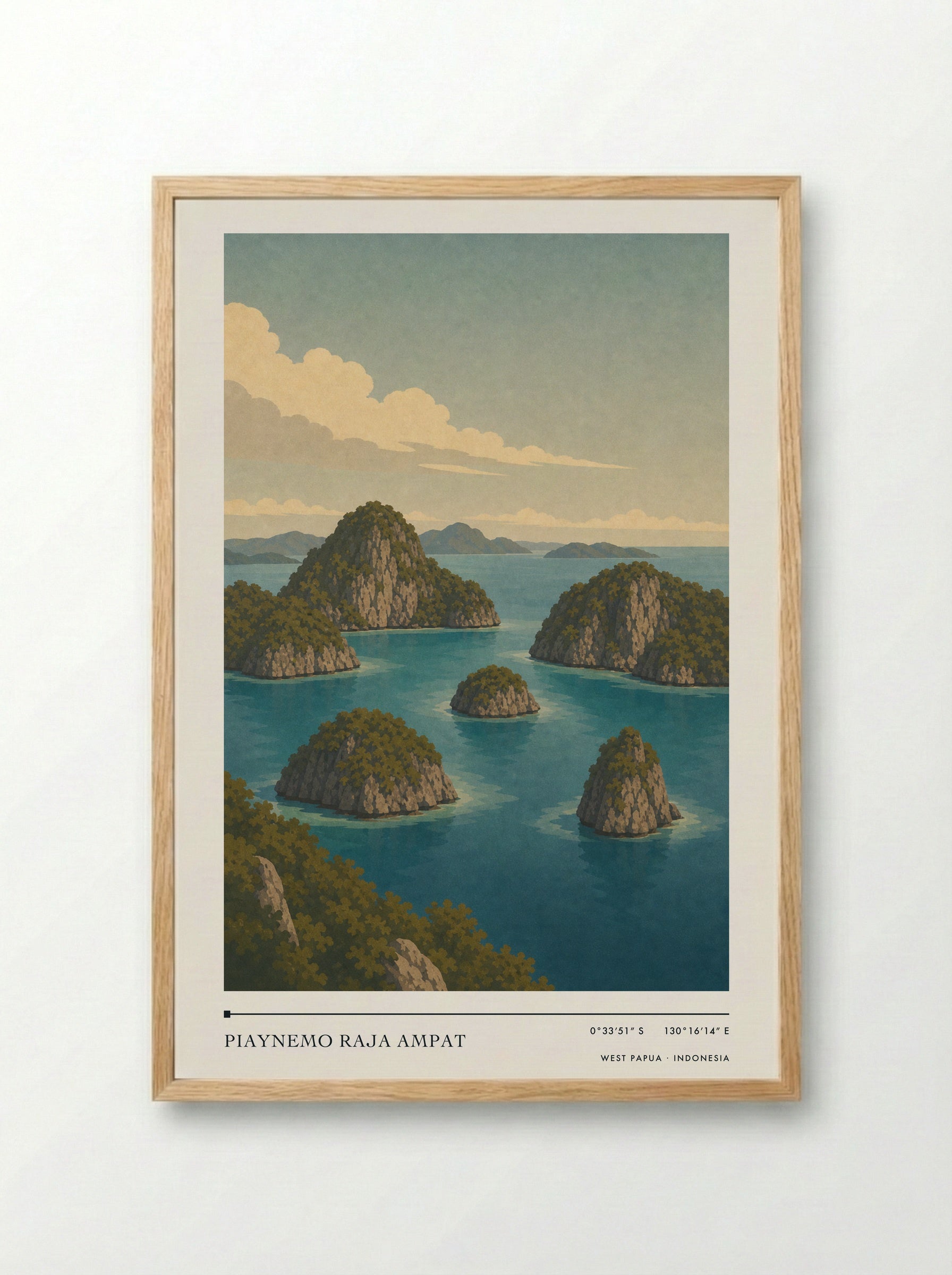 Piaynemo Raja Ampat Travel Poster Artwork - Framed Print Wood