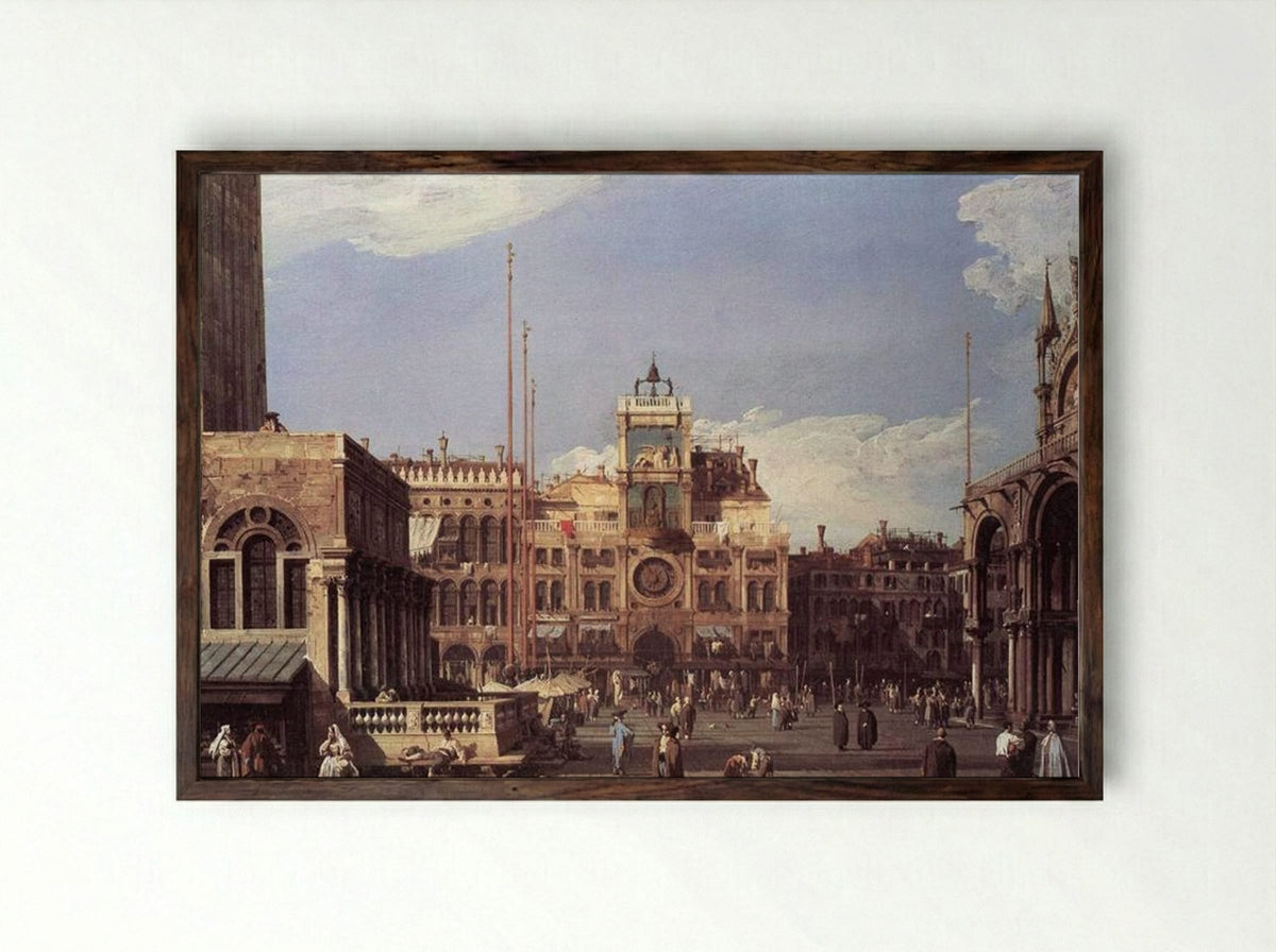 Piazza San Marco, the Clocktower - Canaletto - Framed Print Dark Wood