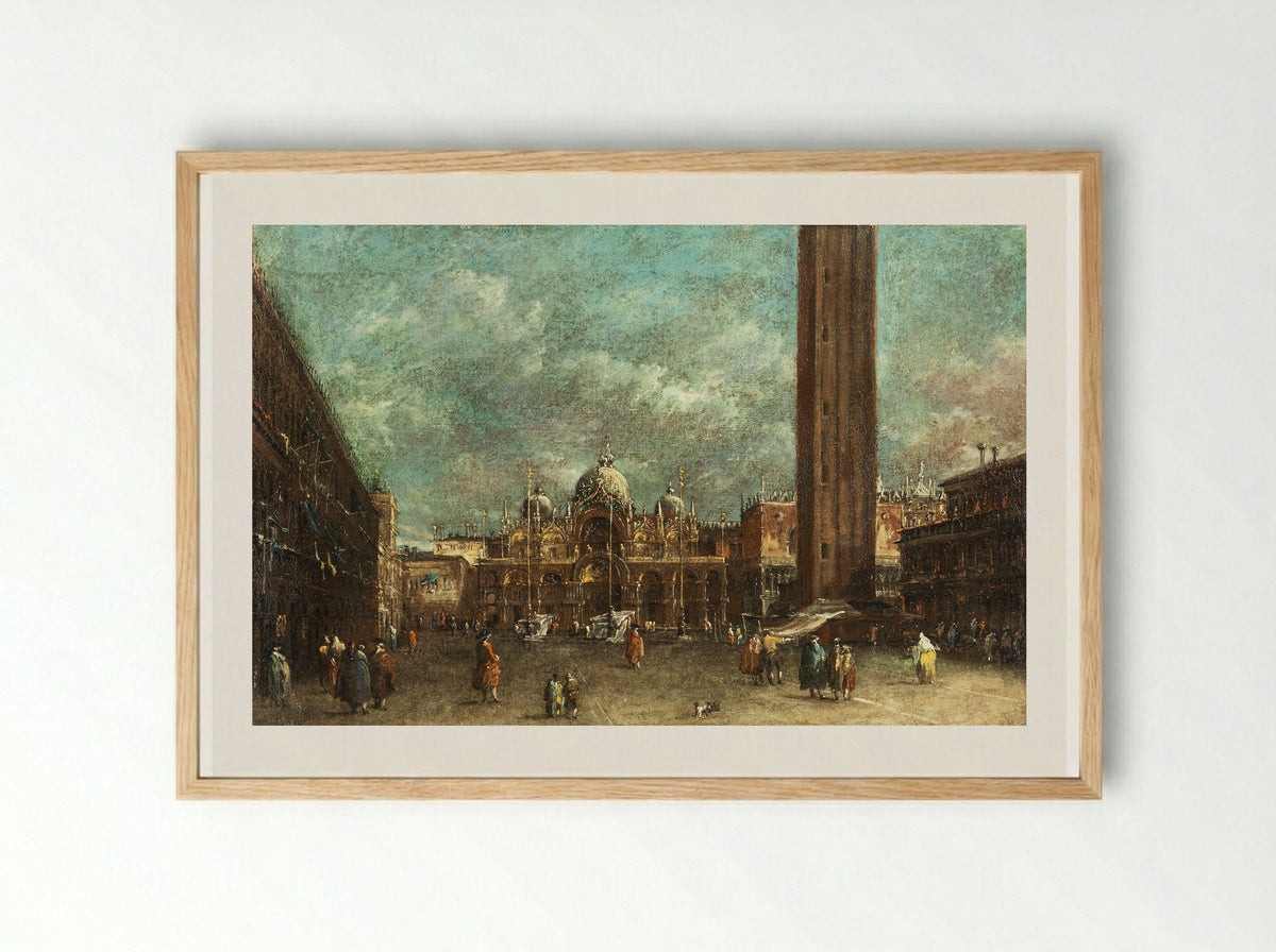 Piazza San Marco - Francesco Guardi - Framed Print Wood
