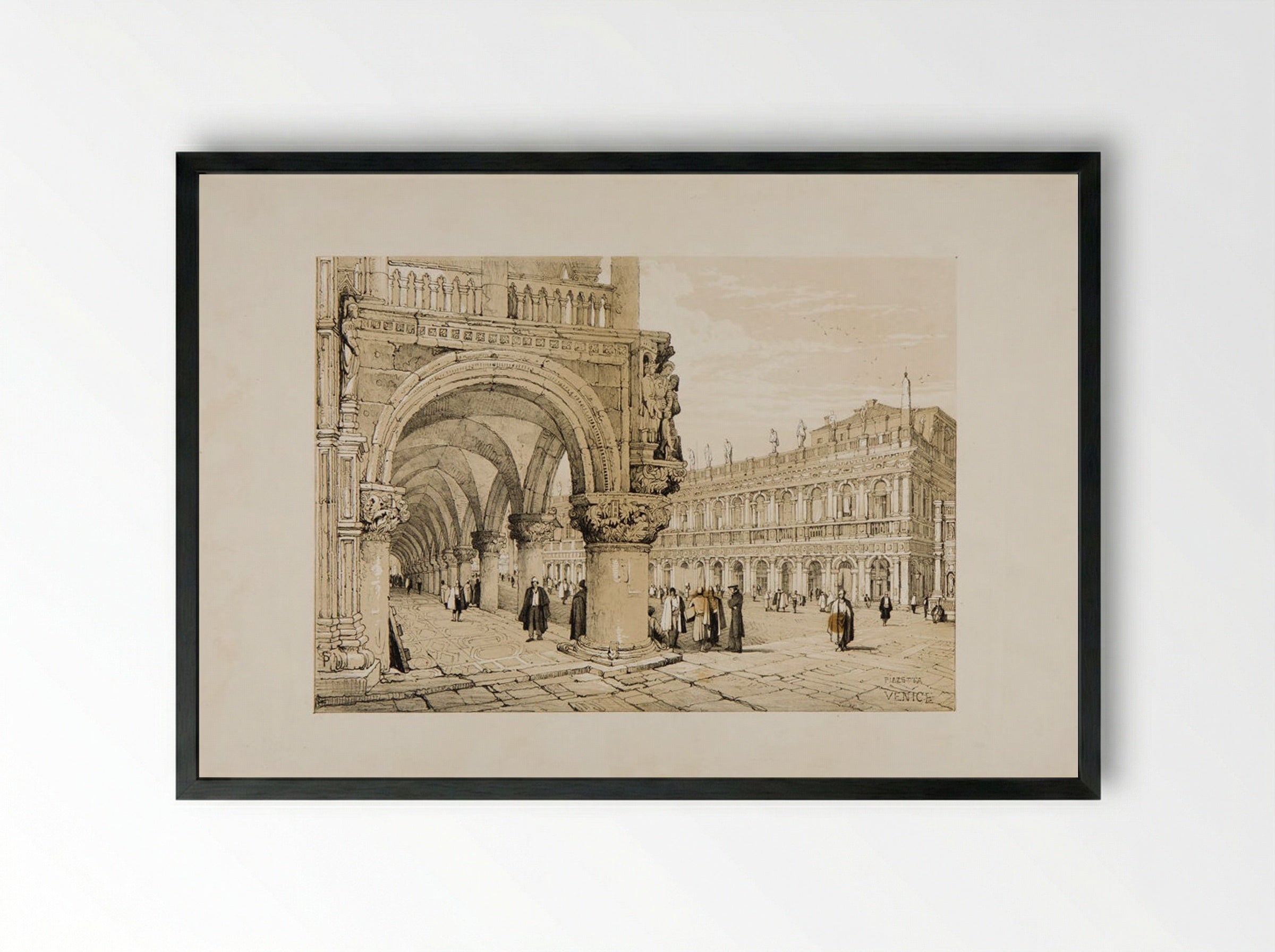 Piazzetta, Venice - Samuel Prout - Framed Print Black