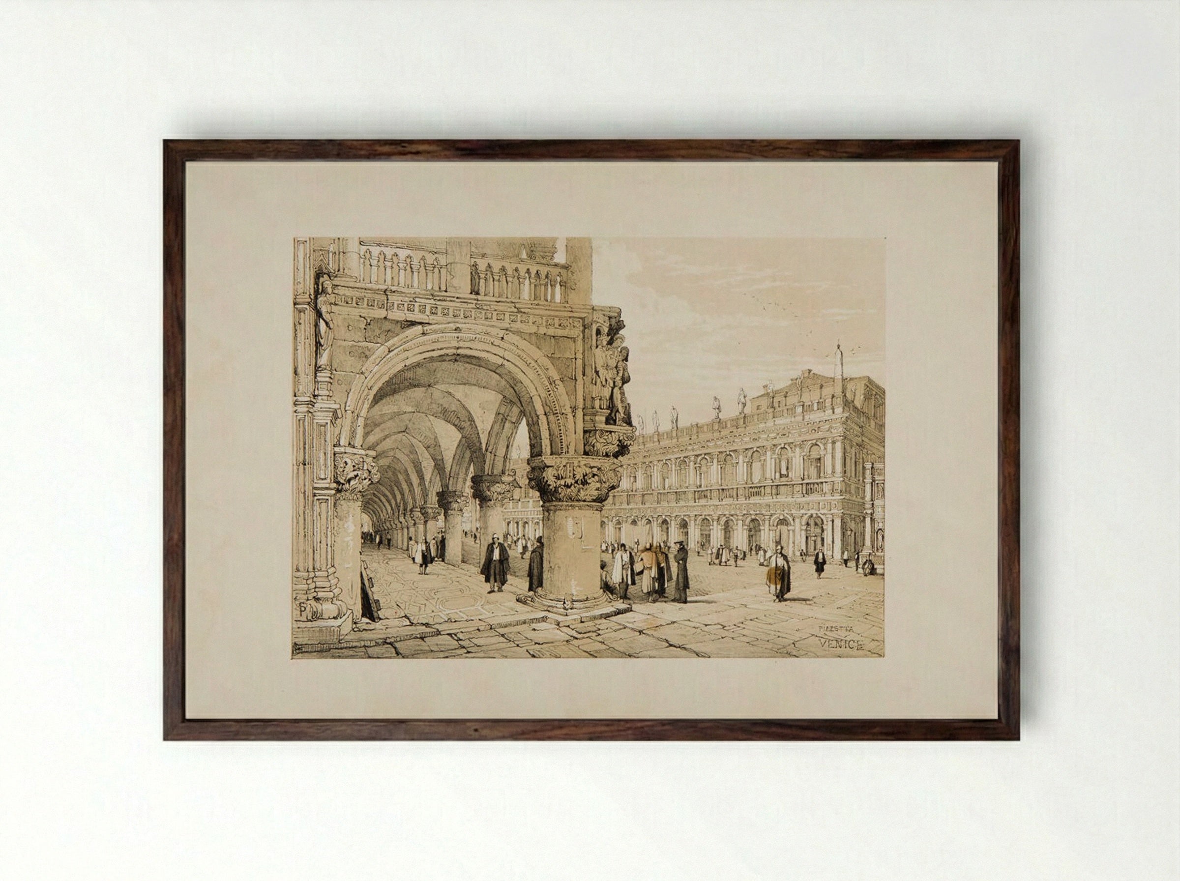 Piazzetta, Venice - Samuel Prout - Framed Print Dark Wood