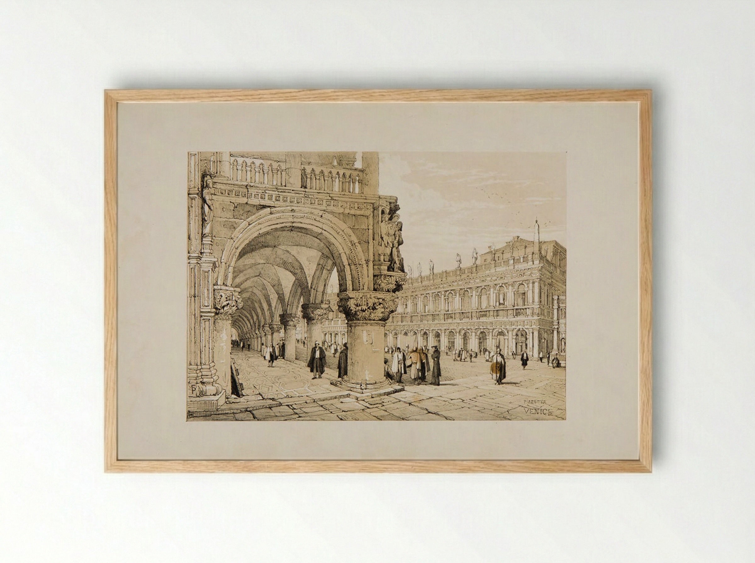 Piazzetta, Venice - Samuel Prout - Framed Print Wood