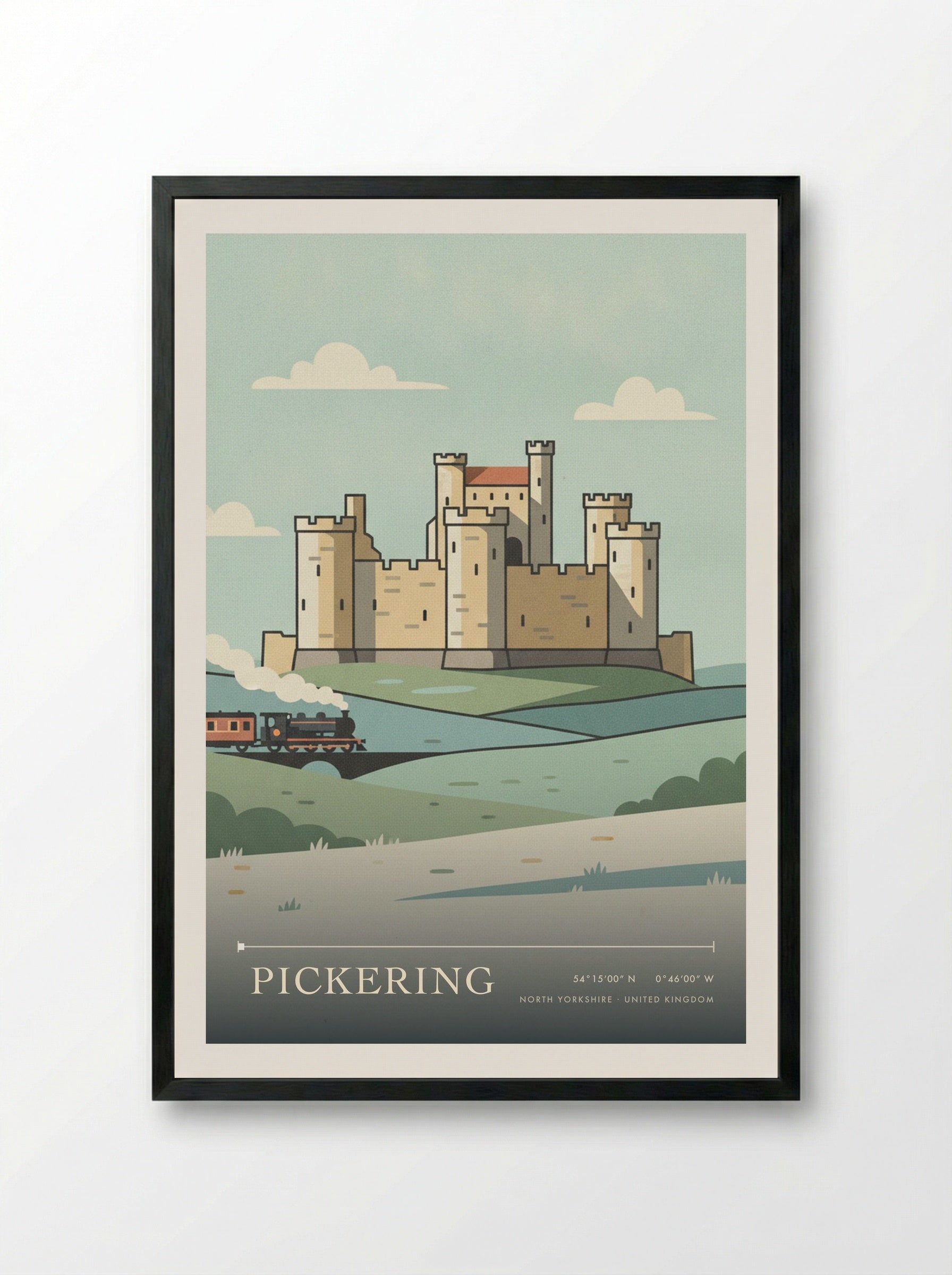 Pickering North Yorkshire United Kingdom Travel Poster - Framed Print Black