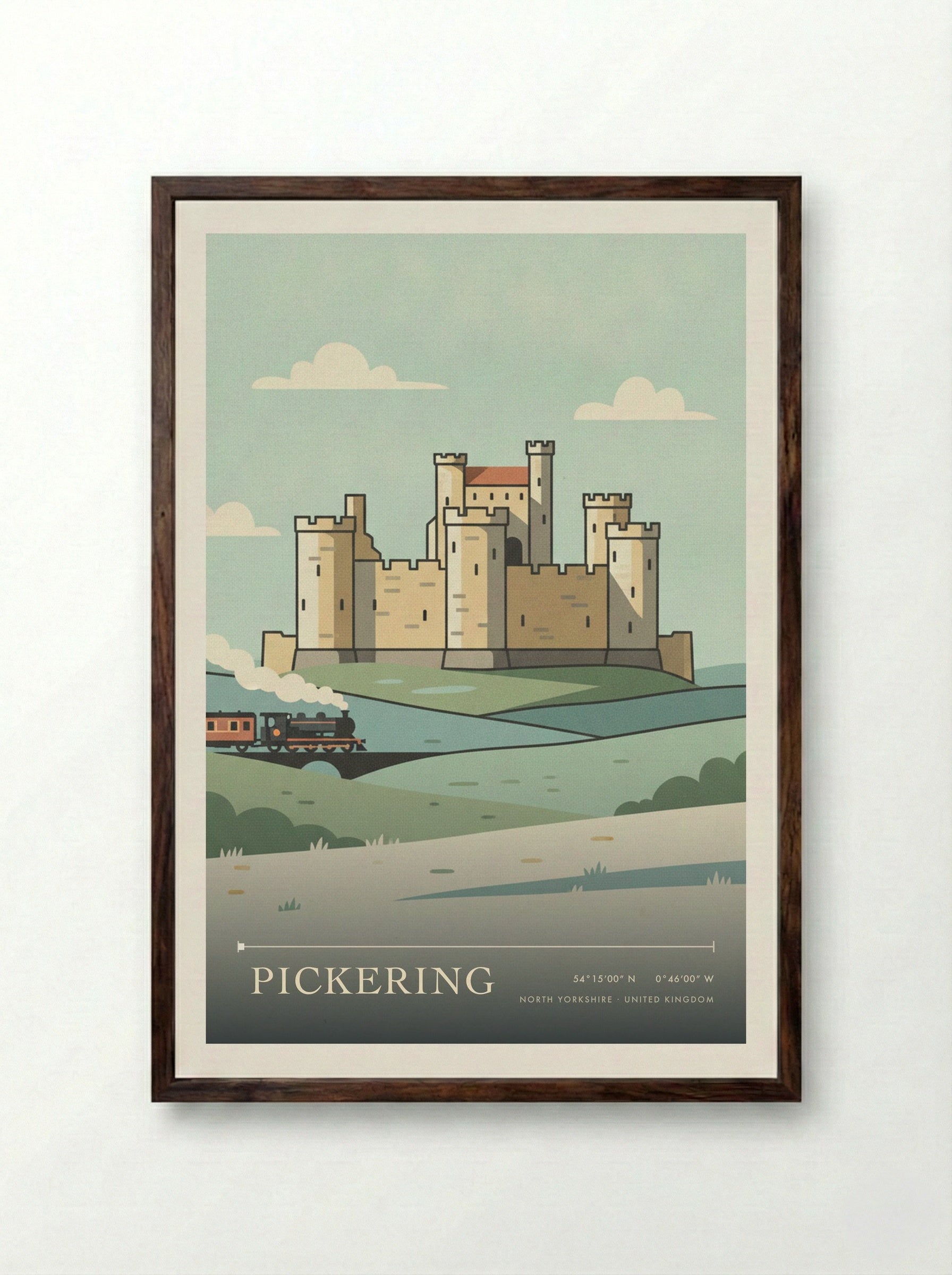 Pickering North Yorkshire United Kingdom Travel Poster - Framed Print Dark Wood