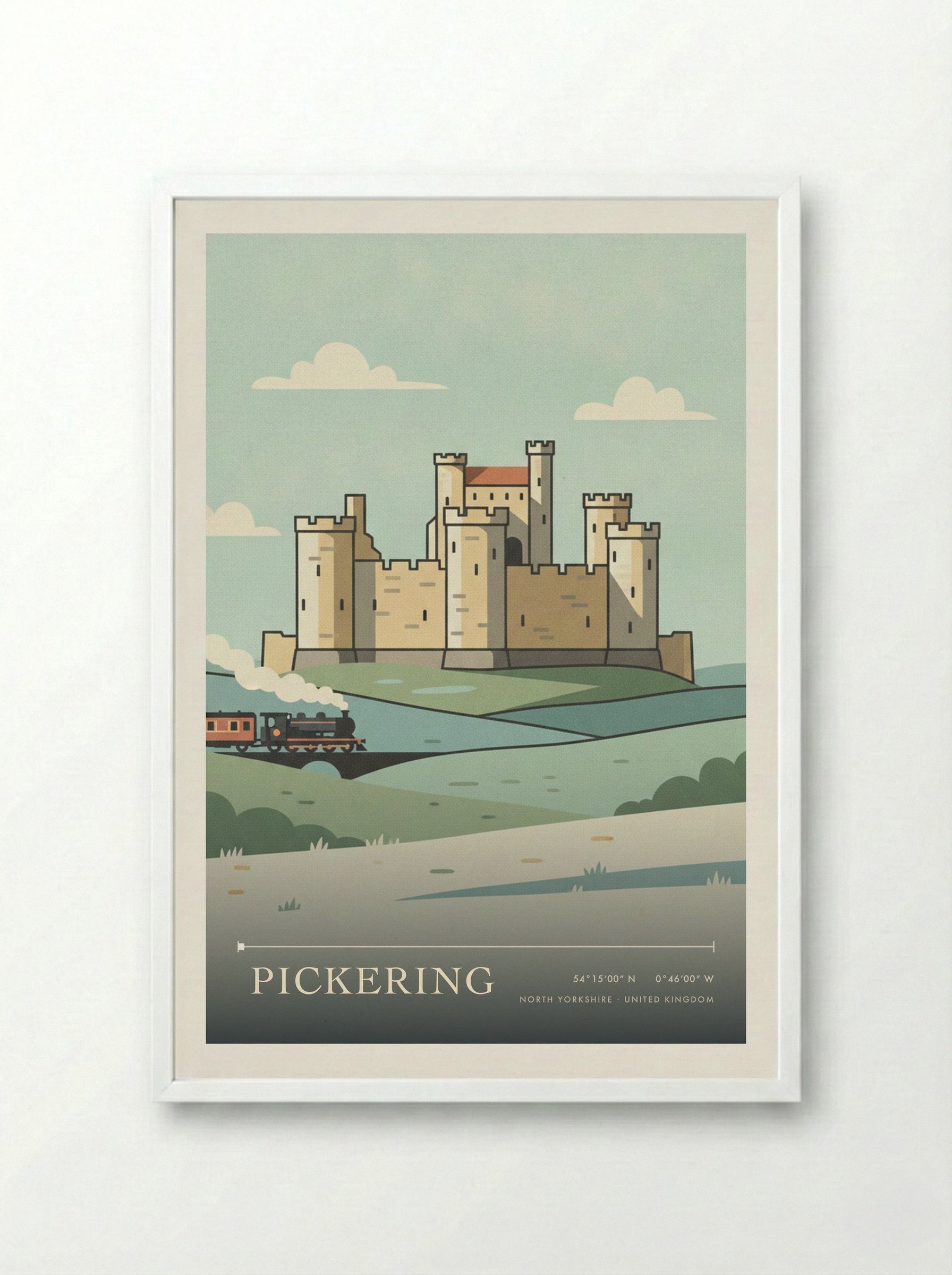 Pickering North Yorkshire United Kingdom Travel Poster - Framed Print White