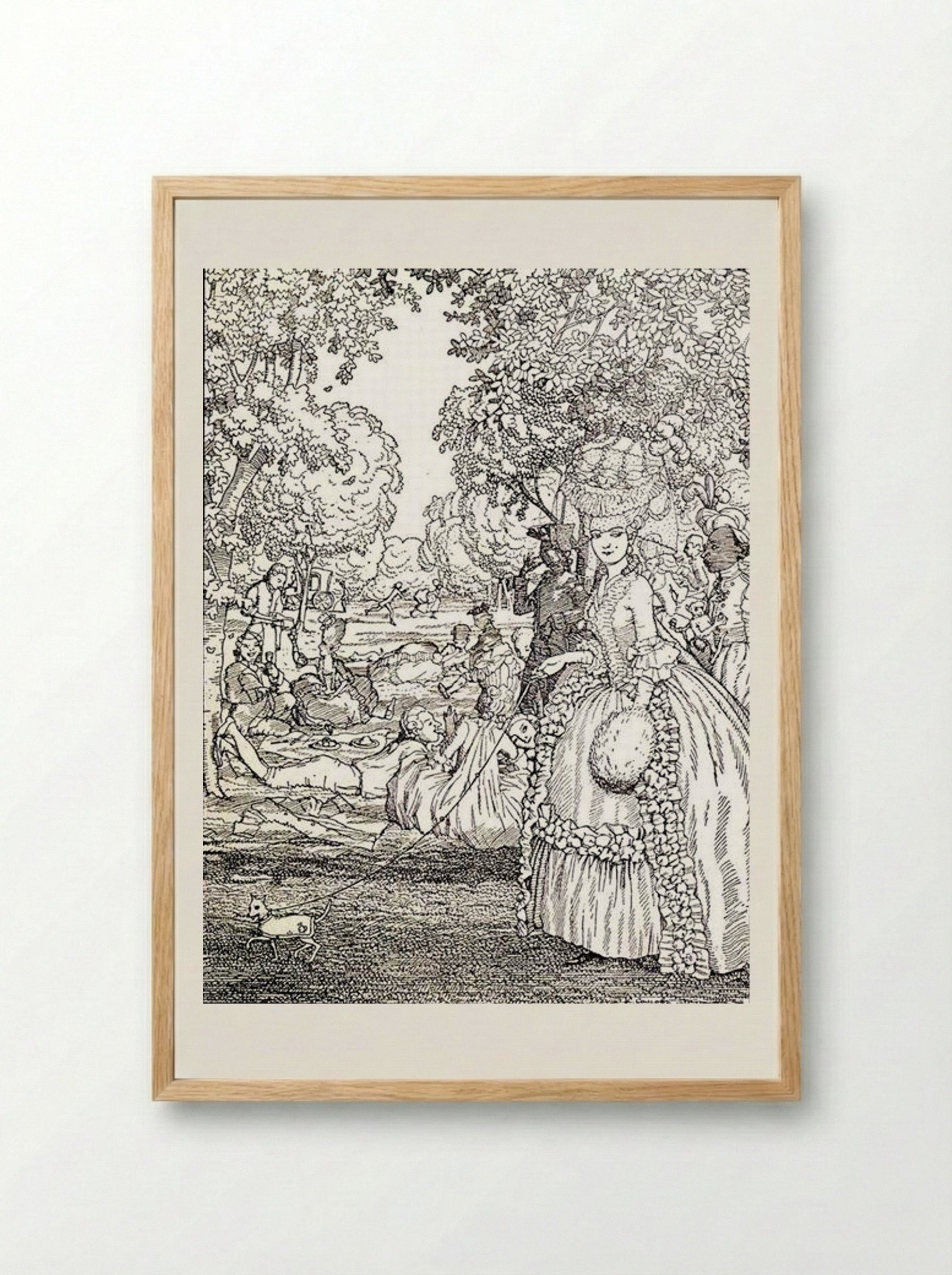 Picnic (Illustration to the Book of the Marquise) - Konstantin Somov - Framed Print Wood