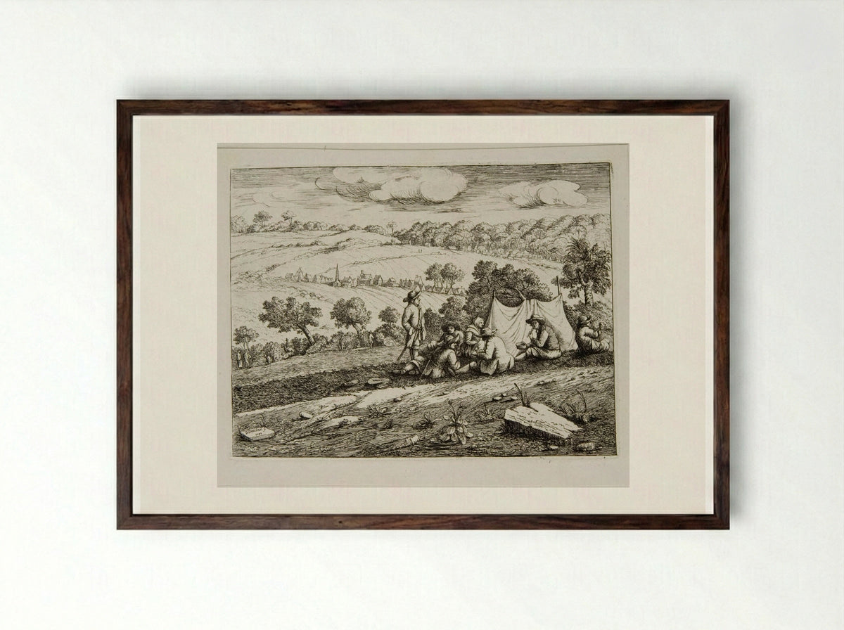Picnic - David Deuchar - Framed Print Dark Wood