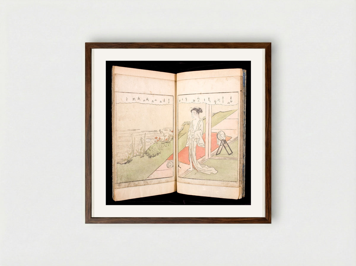 Picture Book, The Brocade of Spring - Suzuki Harunobu - Framed Print Dark Wood