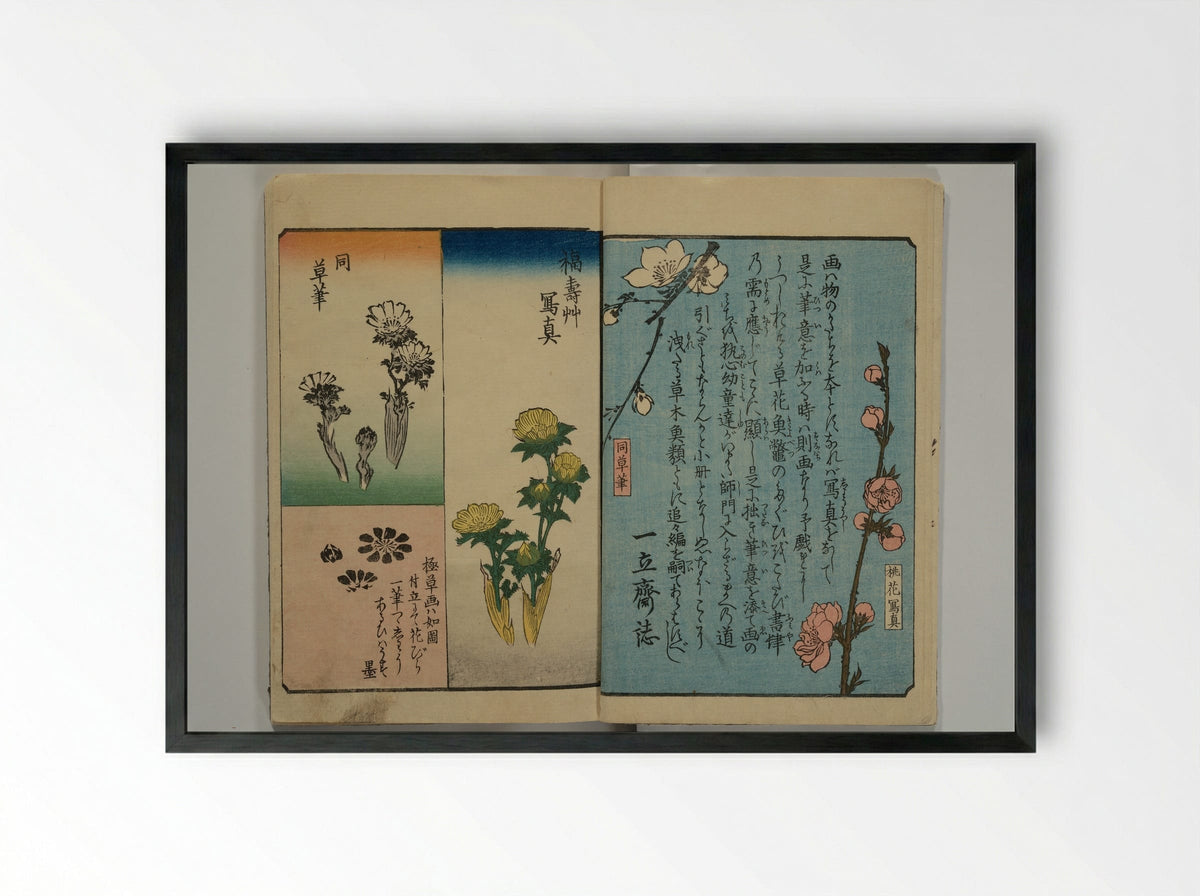 Picture Book for the Practice of Drawing (Ehon tebikigusa) - Utagawa Hiroshige - Framed Print Black
