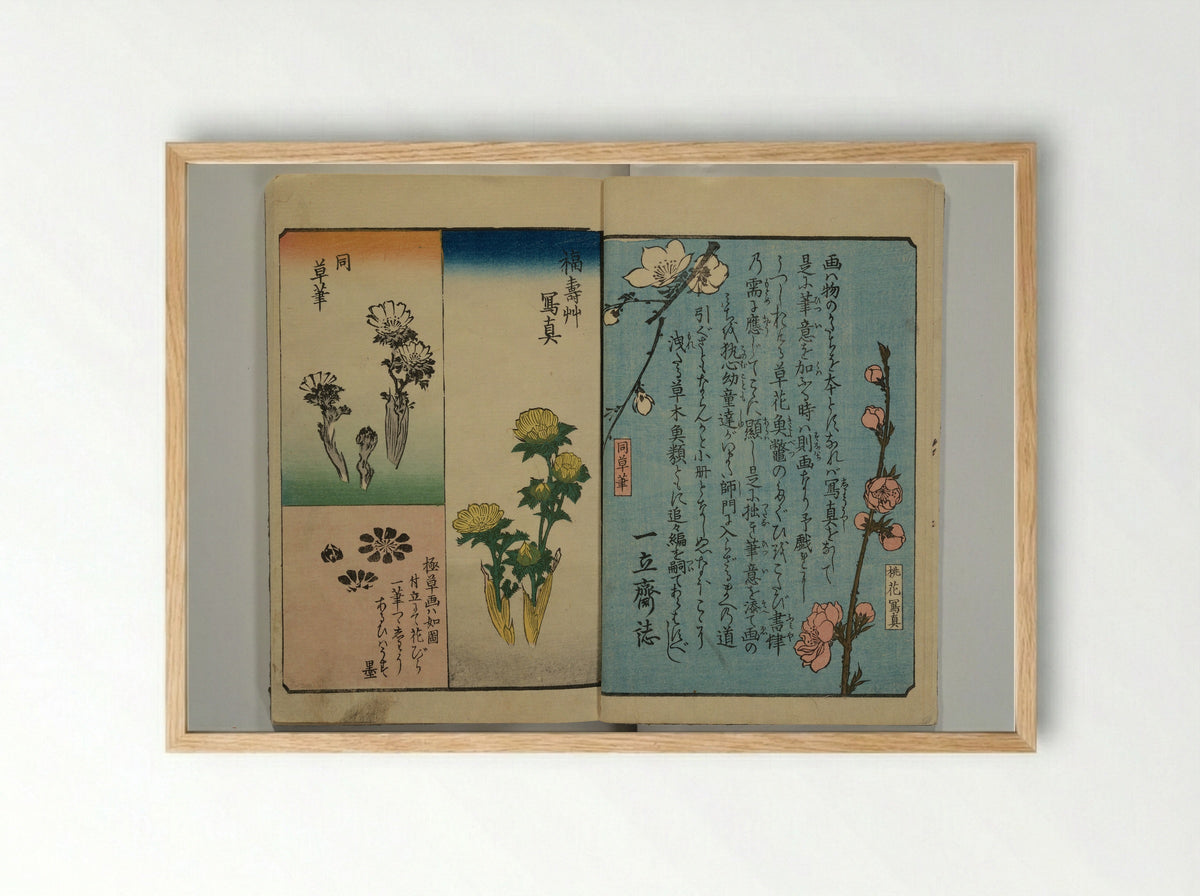 Picture Book for the Practice of Drawing (Ehon tebikigusa) - Utagawa Hiroshige - Framed Print Wood