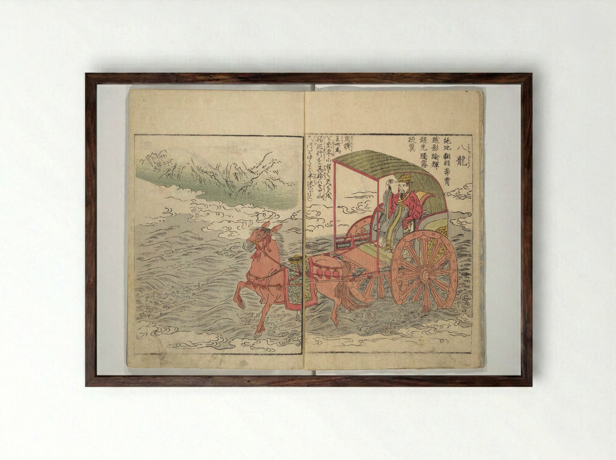 Picture Book of the Foot and Peak of the Mountain - Kitao Shigemasa - Framed Print Dark Wood