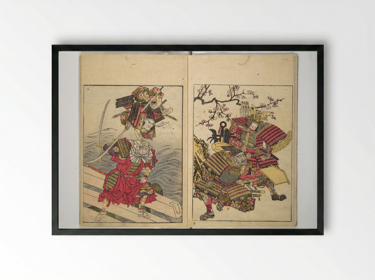 Picture Book of the Warriors' Sandals - Kitao Shigemasa - Framed Print Black