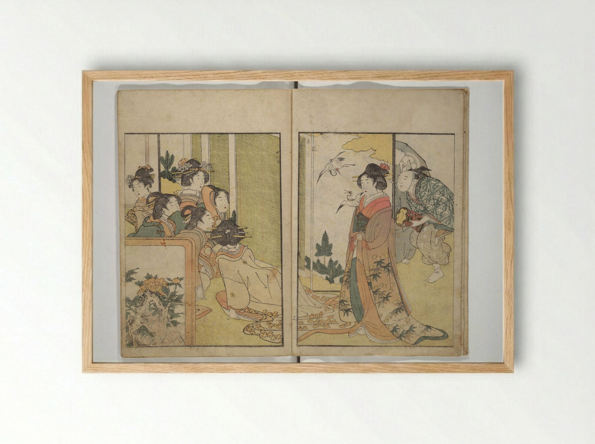 Picture Book on Flowers of the Four Seasons - Kitagawa Utamaro - Framed Print Wood