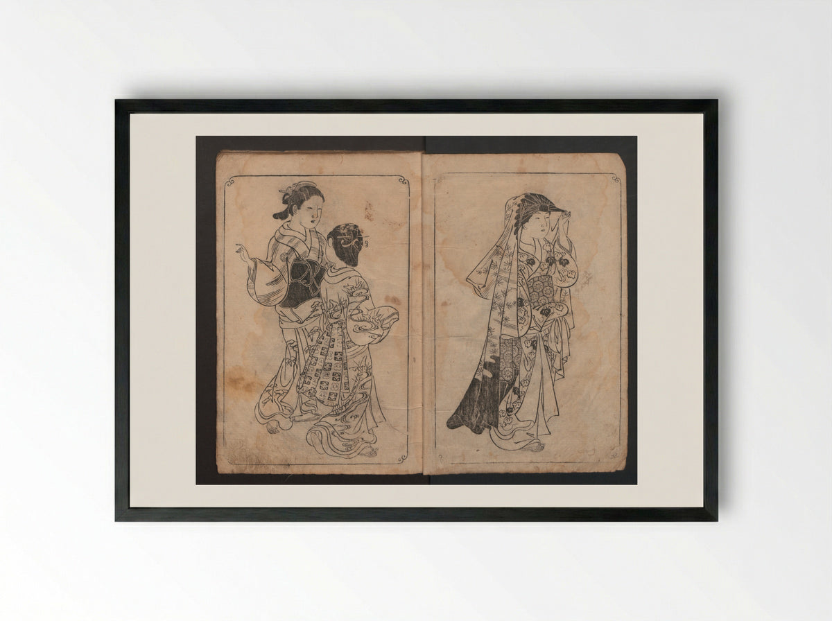 Picture Book: Mount Asaka - Nishikawa Sukenobu - Framed Print Black