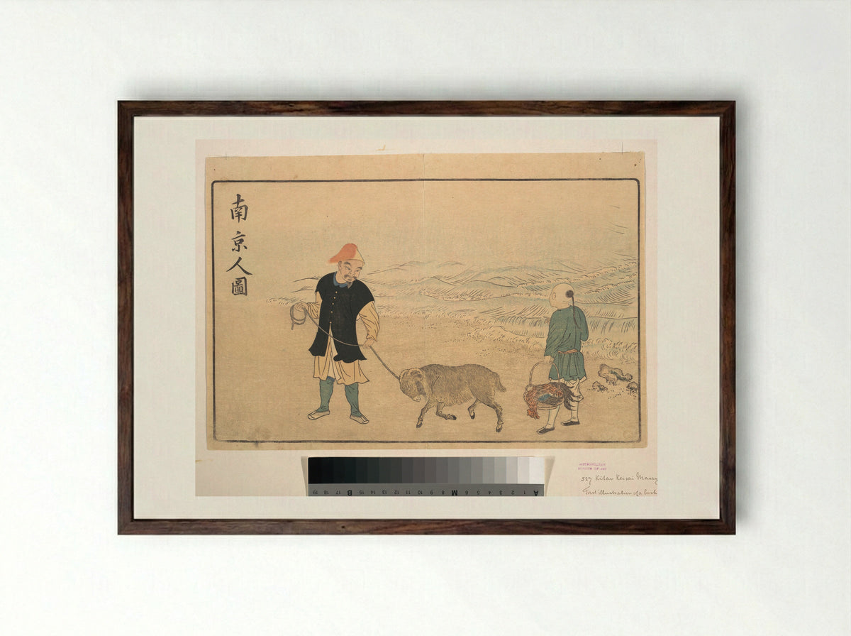 Picture of a Man of Nankin - Kuwagata Keisai - Framed Print Dark Wood