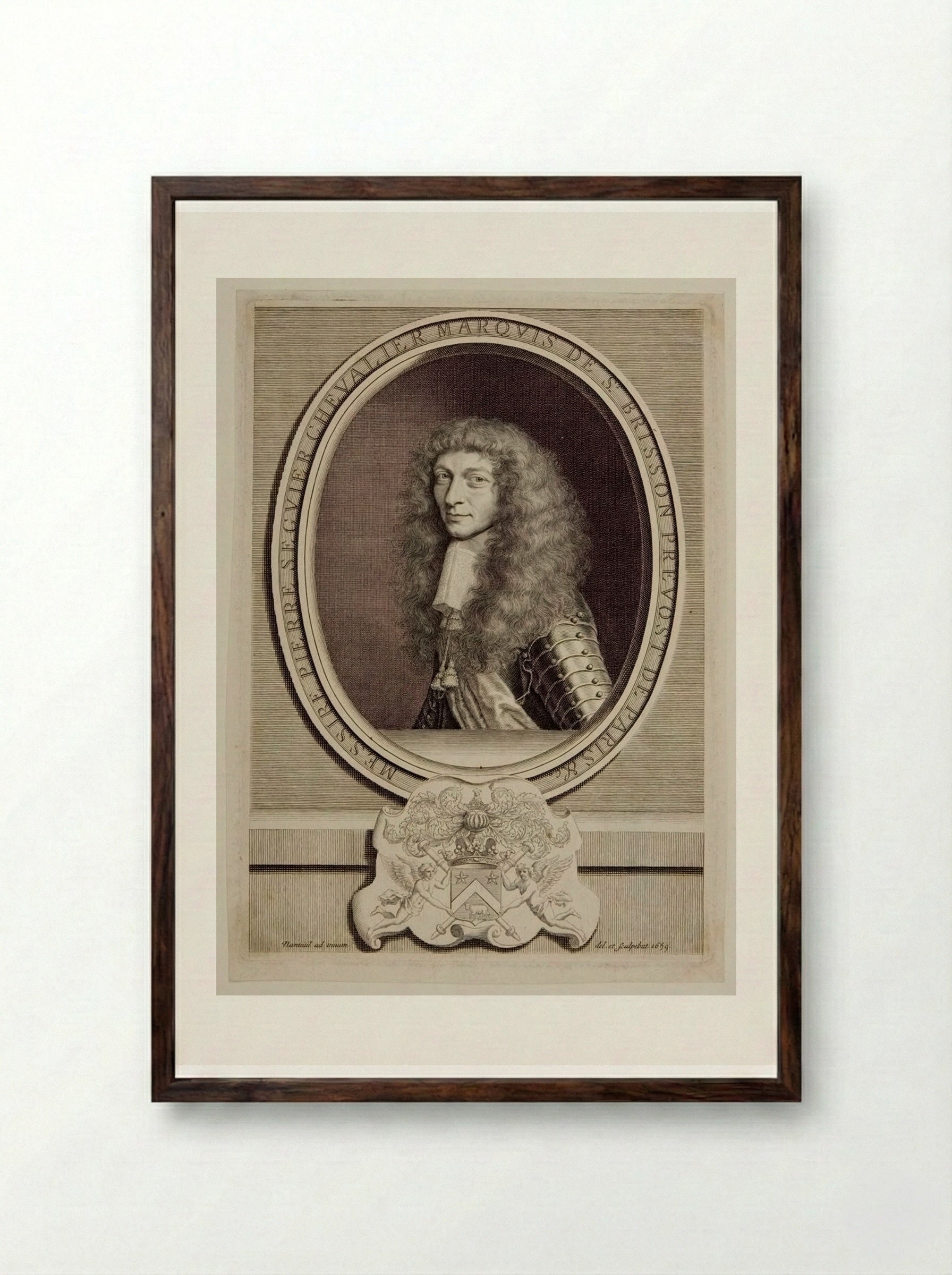 Pierre Séguier, Marquis de Saint-Brison - Robert Nanteuil - Framed Print Dark Wood