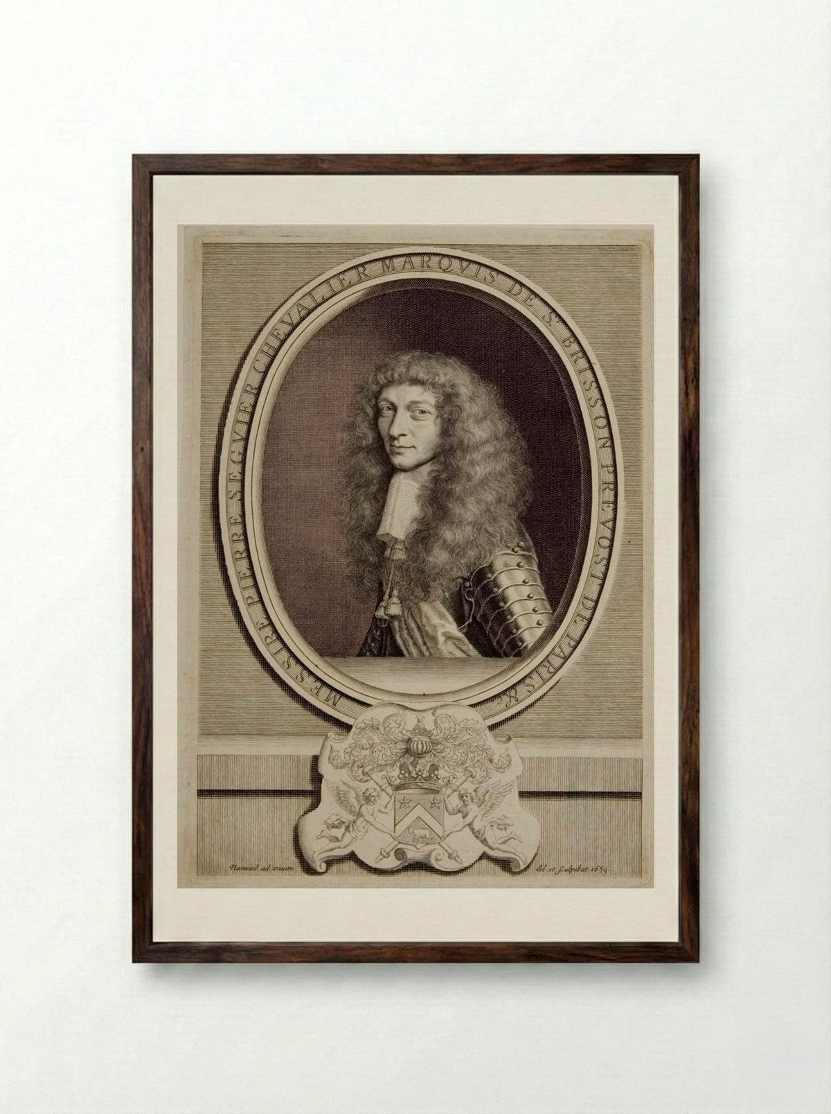 Pierre Séguier, Marquis de Saint-Brison - Robert Nanteuil - Framed Print Dark Wood