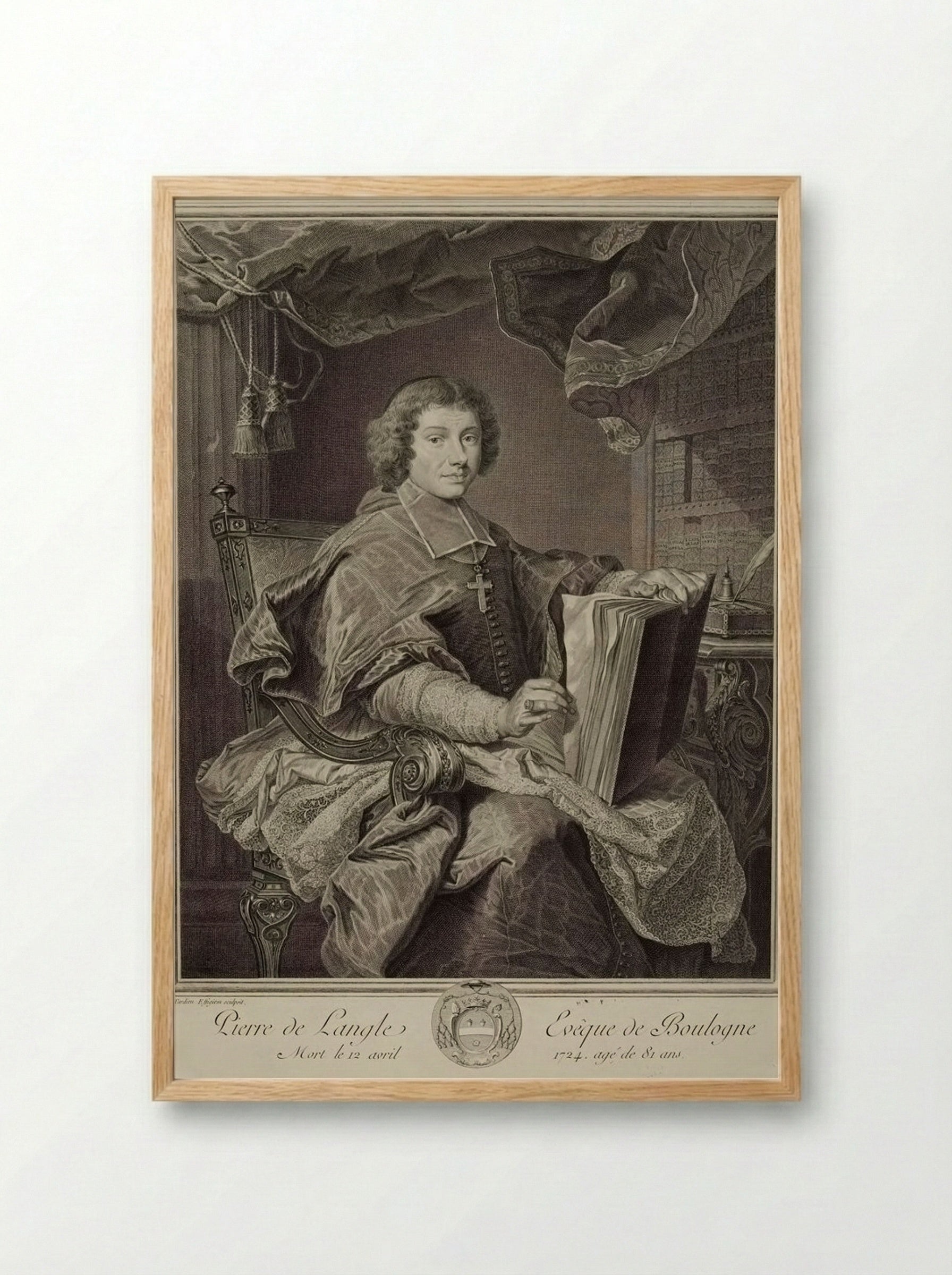 Pierre de L'Angle, Bishop of Boulogne - Jacques Nicolas Tardieu - Framed Print Wood
