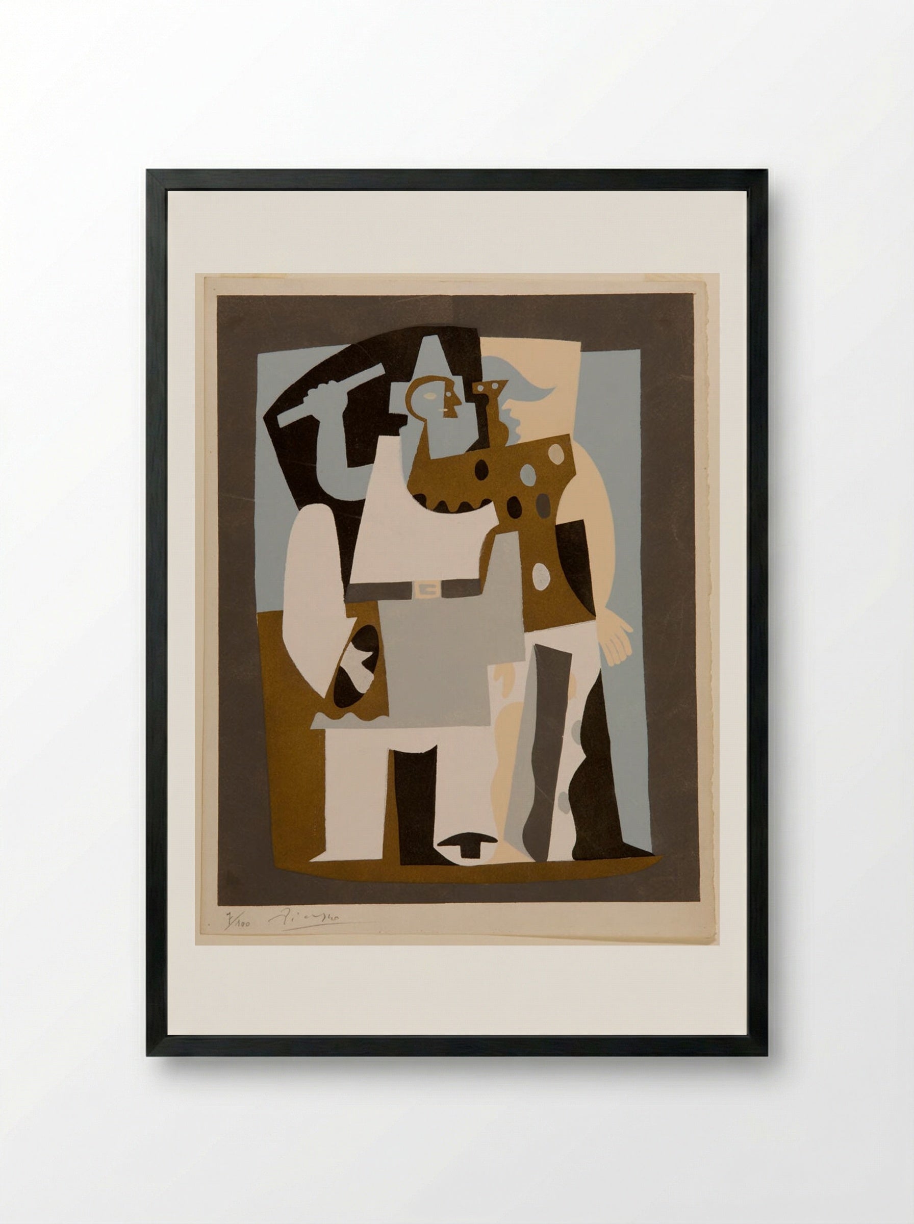 Pierrot, Orchestra Conductor - Pablo Picasso - Framed Print Black
