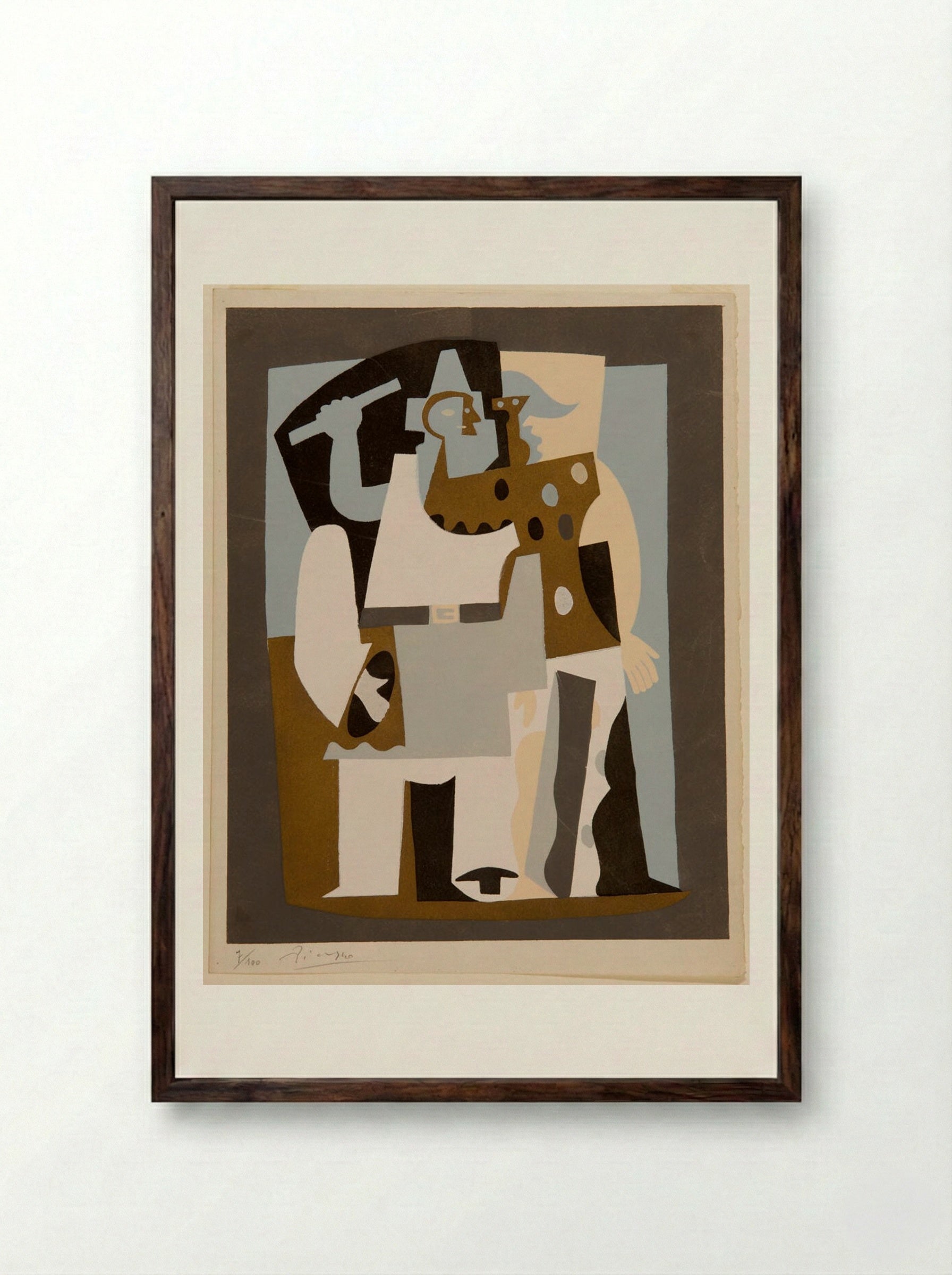 Pierrot, Orchestra Conductor - Pablo Picasso - Framed Print Dark Wood