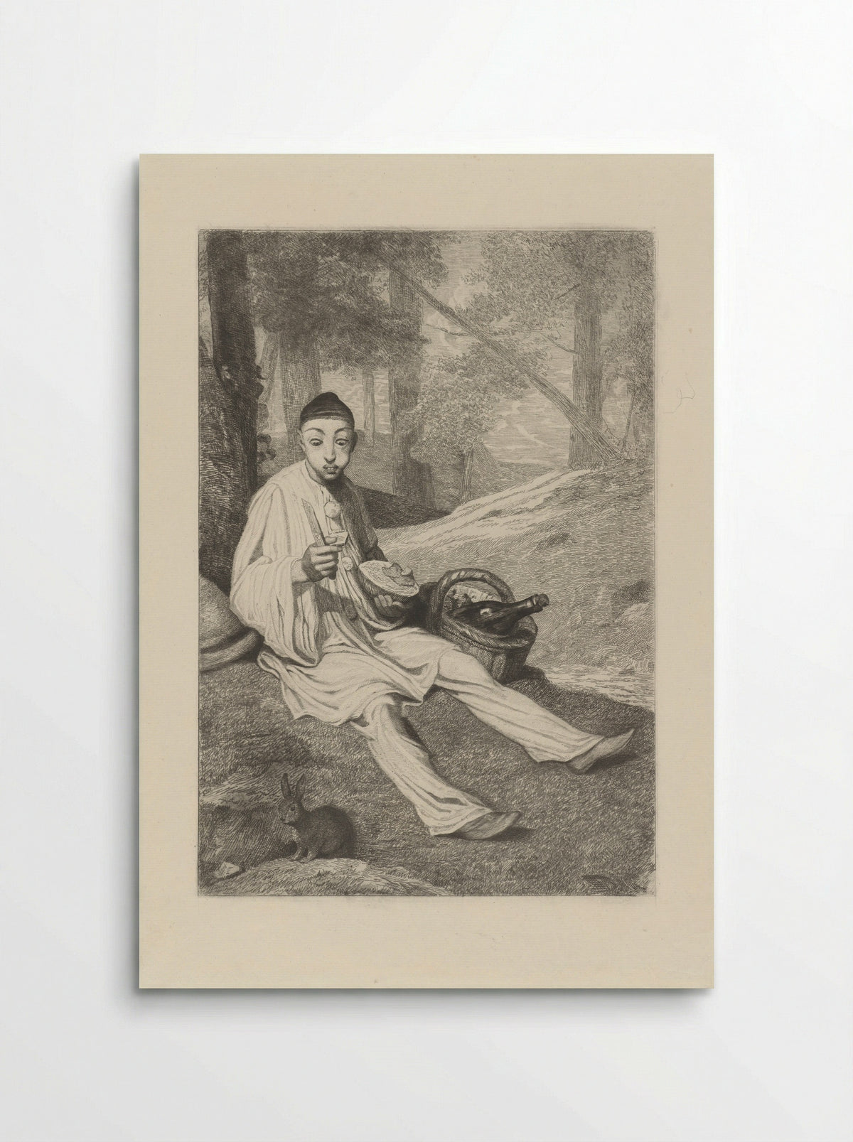 Pierrot and a Rabbit in a Landscape - Ferdinand Leenhoff - Poster