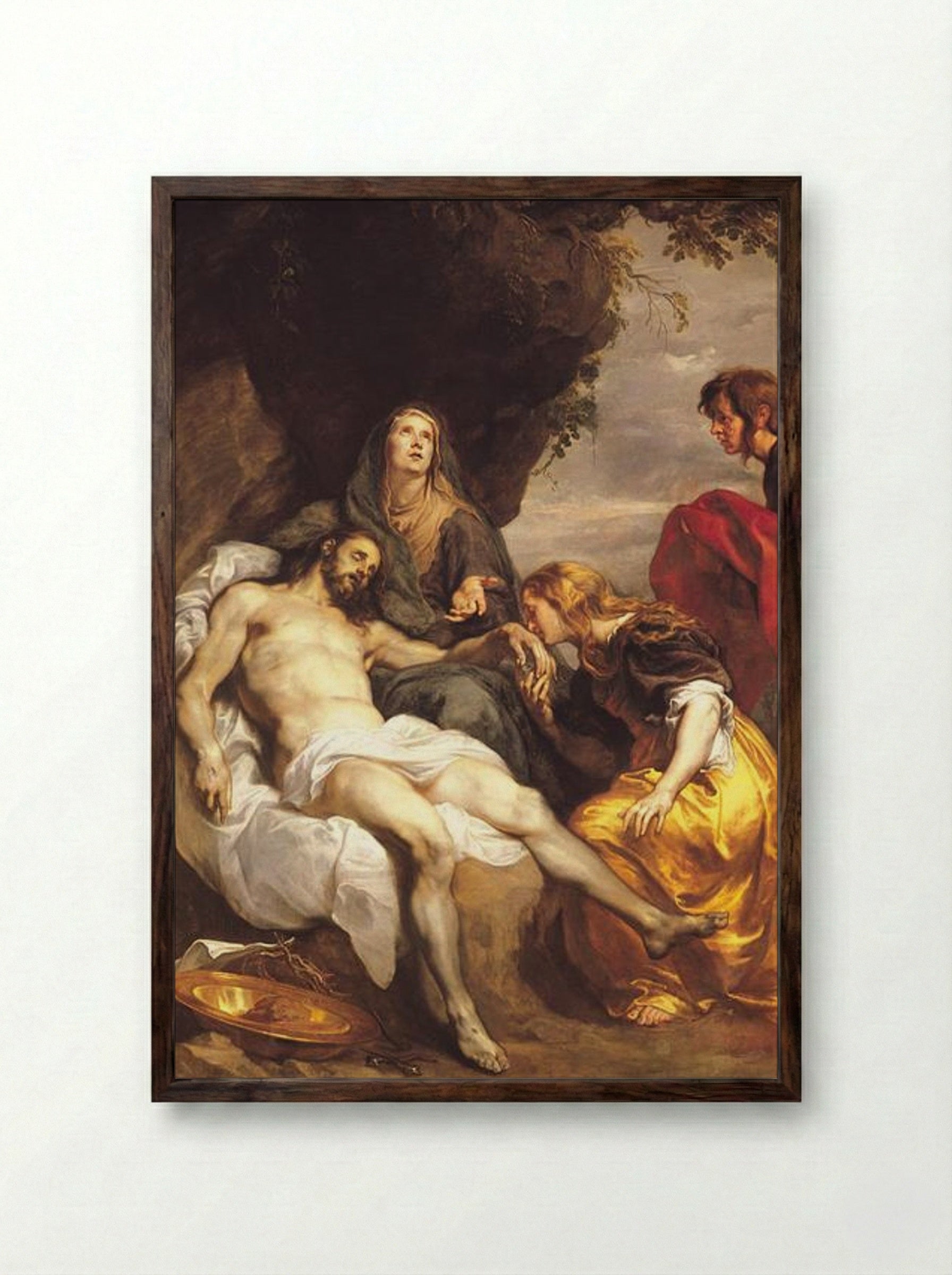 Pietà - Anthony van Dyck - Framed Print Dark Wood