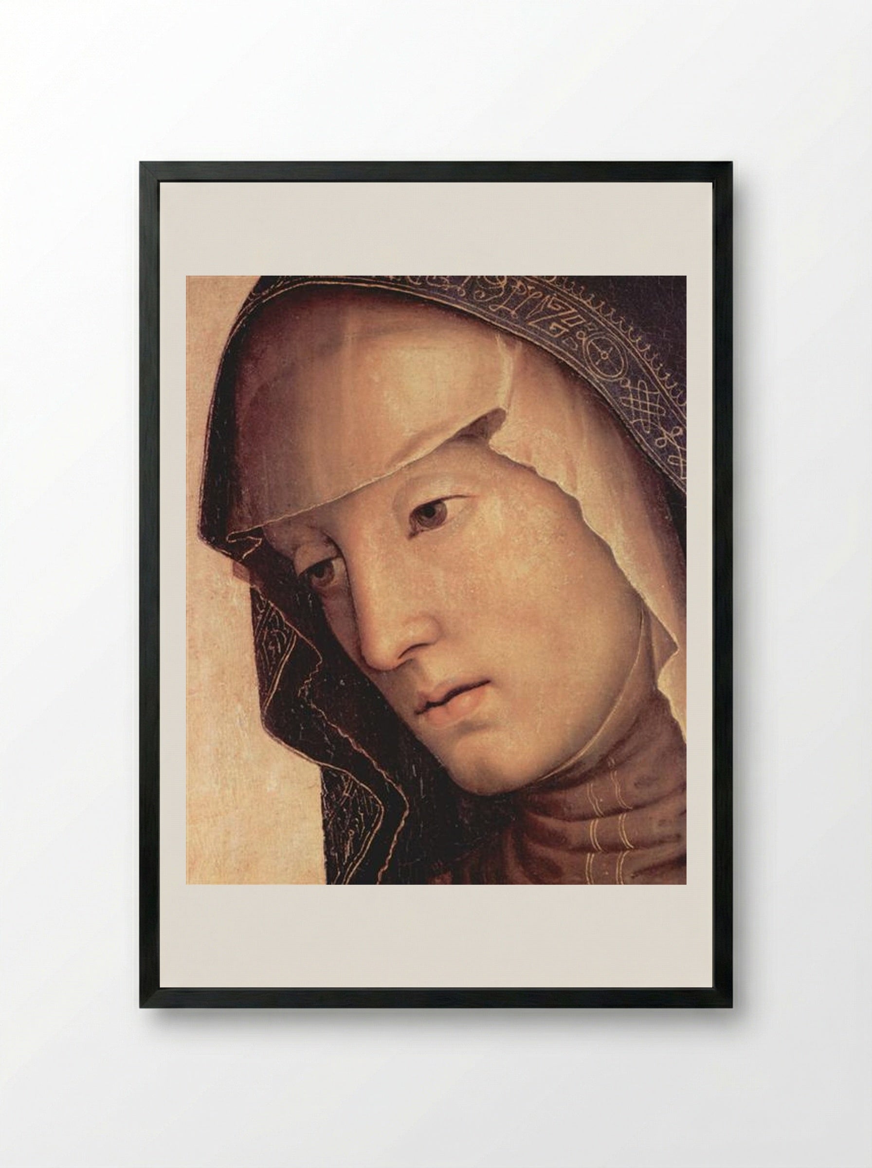 Pieta (Detail of the Virgin Mary) - Pietro Perugino - Framed Print Black